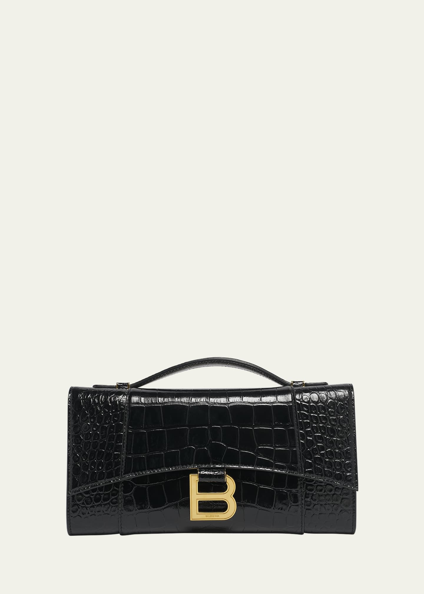 Balenciaga Hourglass Croc-Embossed Leather Top-Handle Bag Image 1 of 6