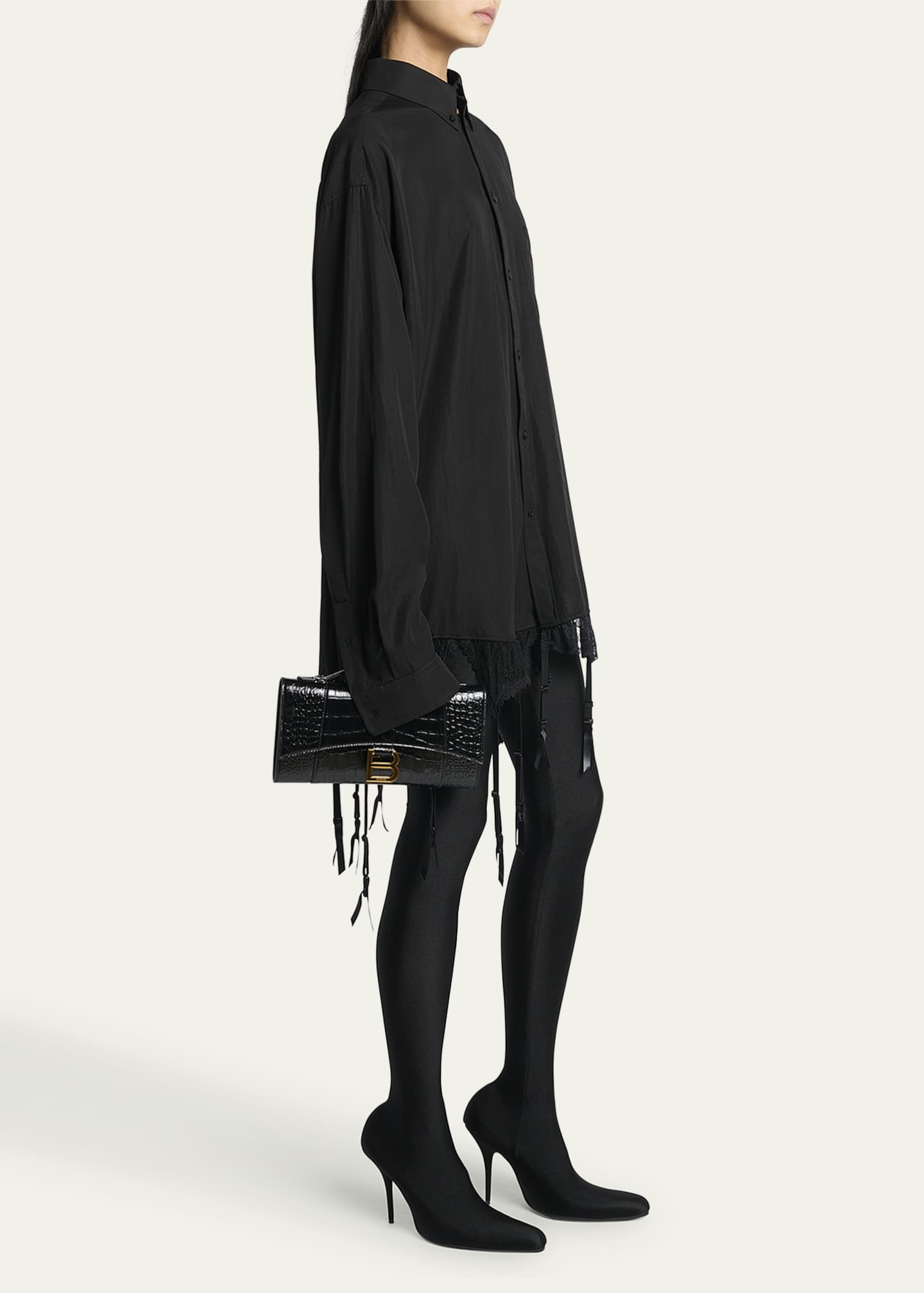 Balenciaga Hourglass Croc-Embossed Leather Top-Handle Bag Image 5 of 6