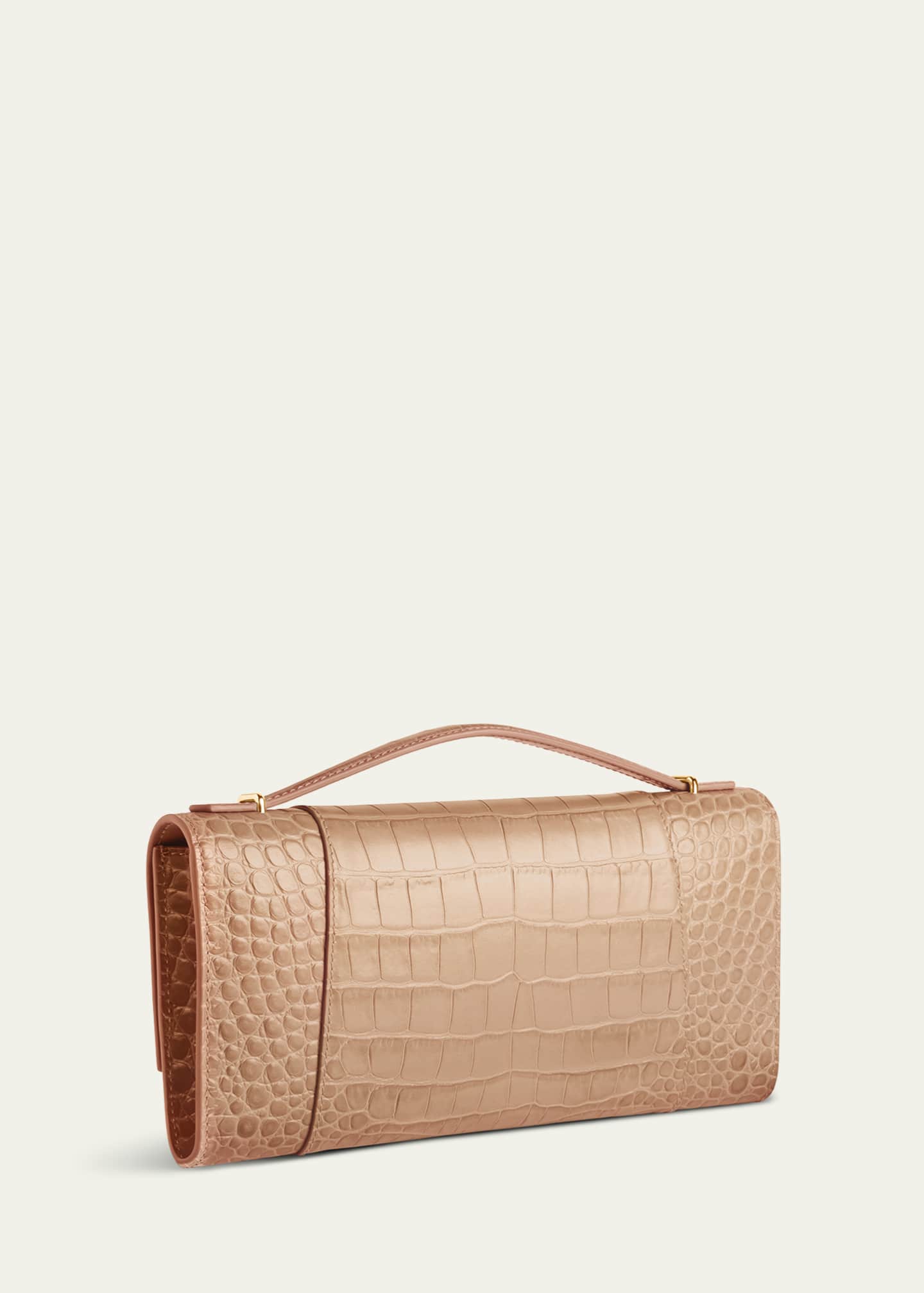 Hourglass Croc-Embossed Leather Top-Handle Bag