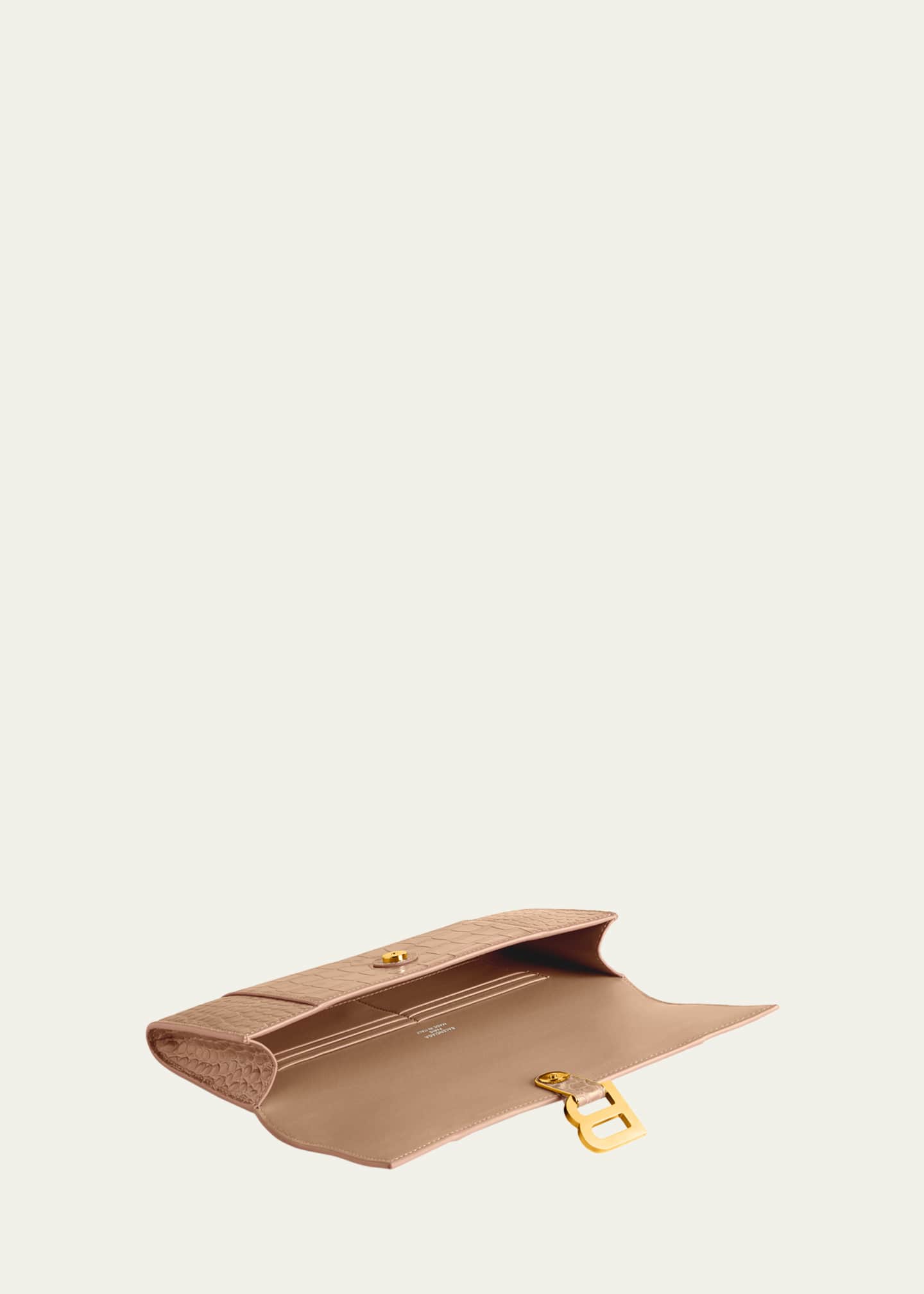 Hourglass Croc-Embossed Leather Top-Handle Bag