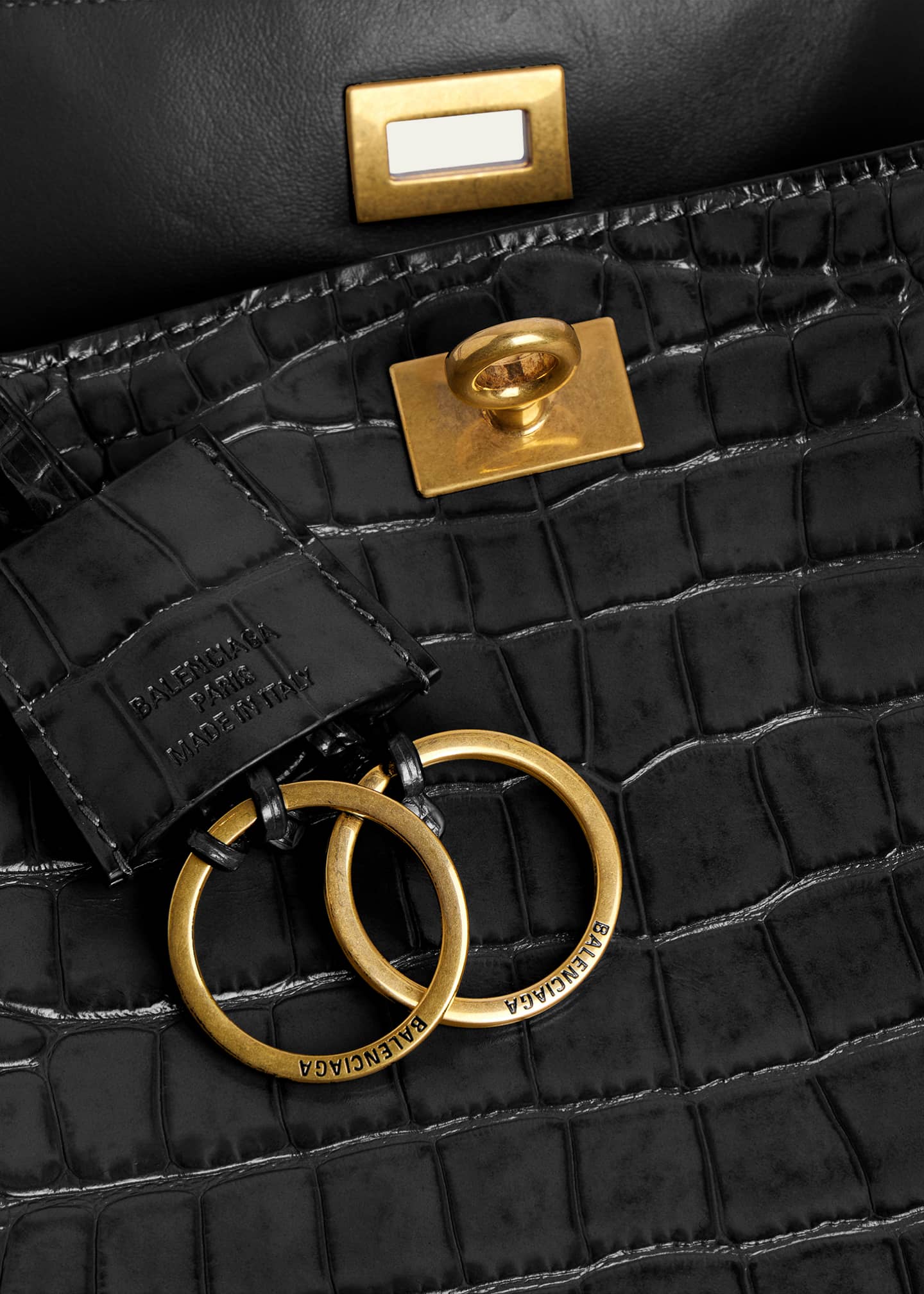 Balenciaga Rodeo Croc-Embossed Leather Top-Handle Bag - Bergdorf