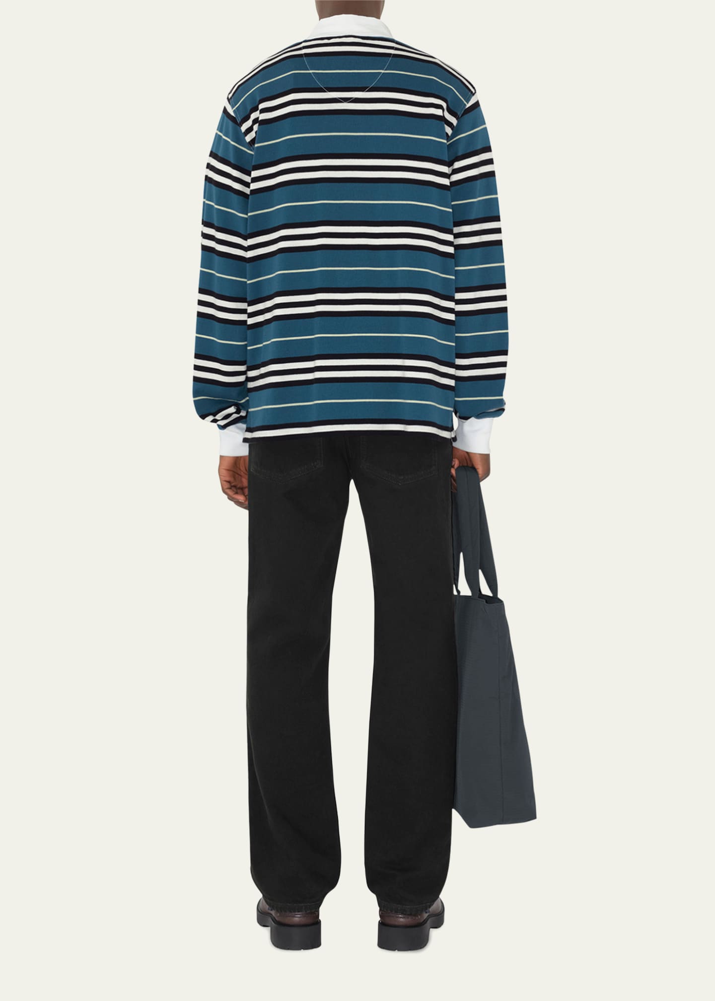 Burberry Men's Multi-Stripe Heavy Jersey Rugby Shirt Image 3 of 4