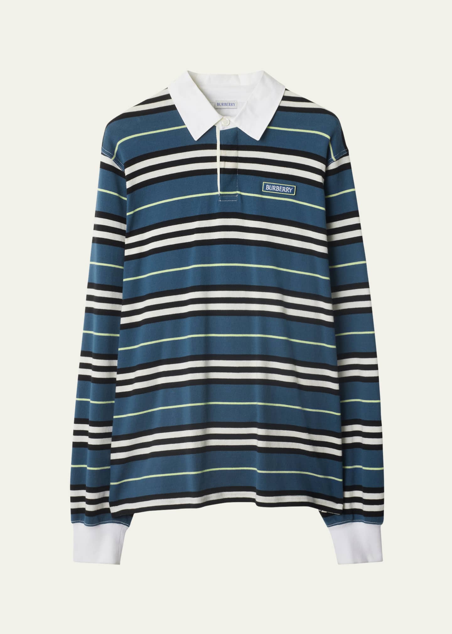 Burberry Men's Multi-Stripe Heavy Jersey Rugby Shirt Image 1 of 4