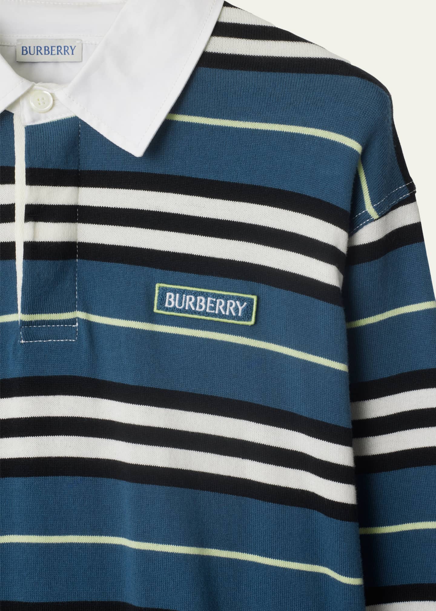 Burberry Men's Multi-Stripe Heavy Jersey Rugby Shirt Image 4 of 4