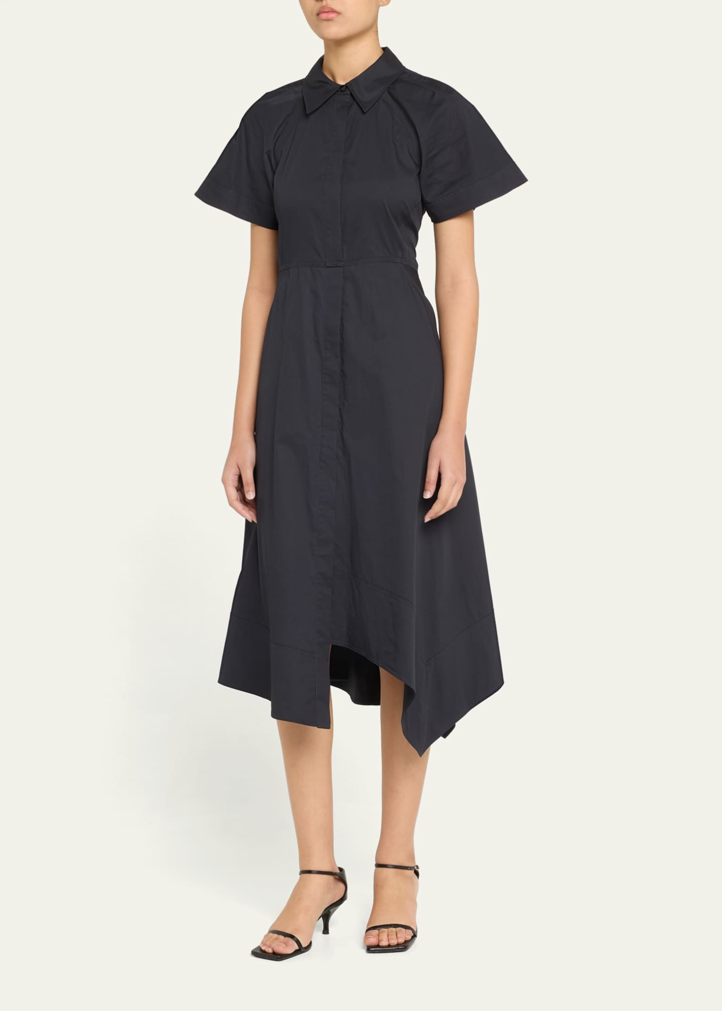 A.L.C. Julianna Short-Sleeve A-Line Cotton Midi Dress Image 4 of 5