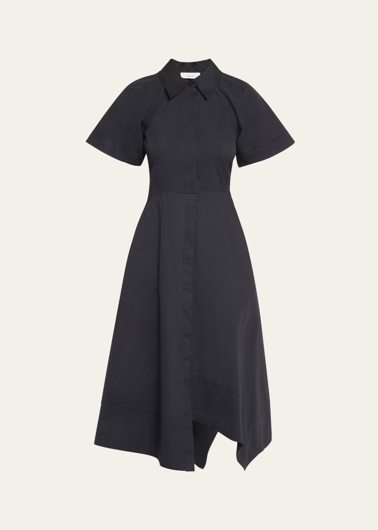 A.L.C. Julianna Short-Sleeve A-Line Cotton Midi Dress Image 1 of 5