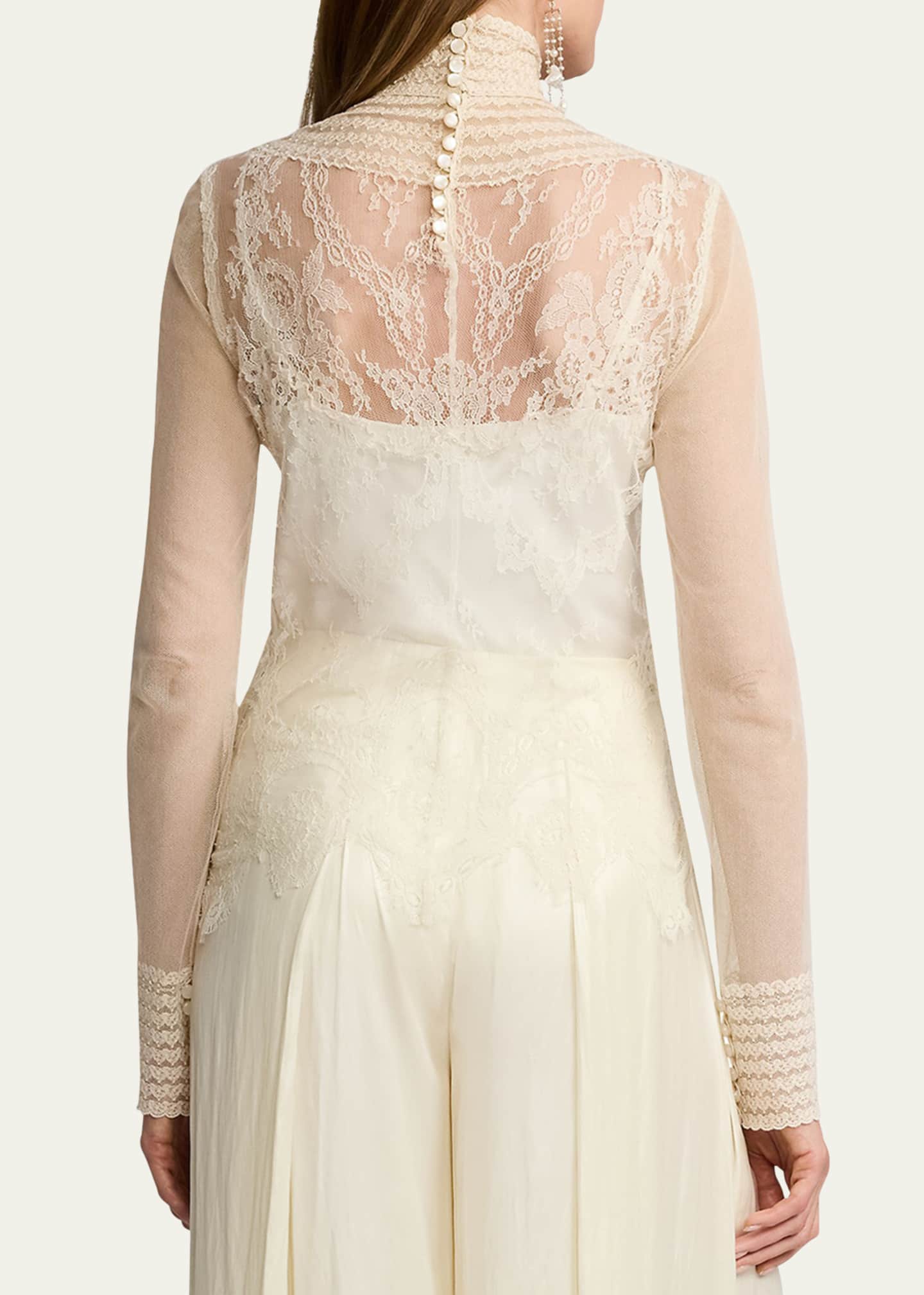 Ralph Lauren Collection Delilah Embellished Floral Leavers Lace