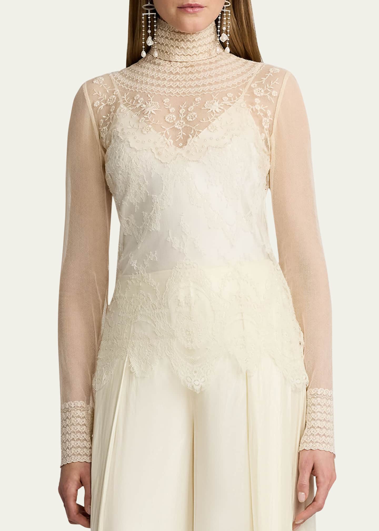 Ralph Lauren Collection Delilah Embellished Floral Leavers Lace