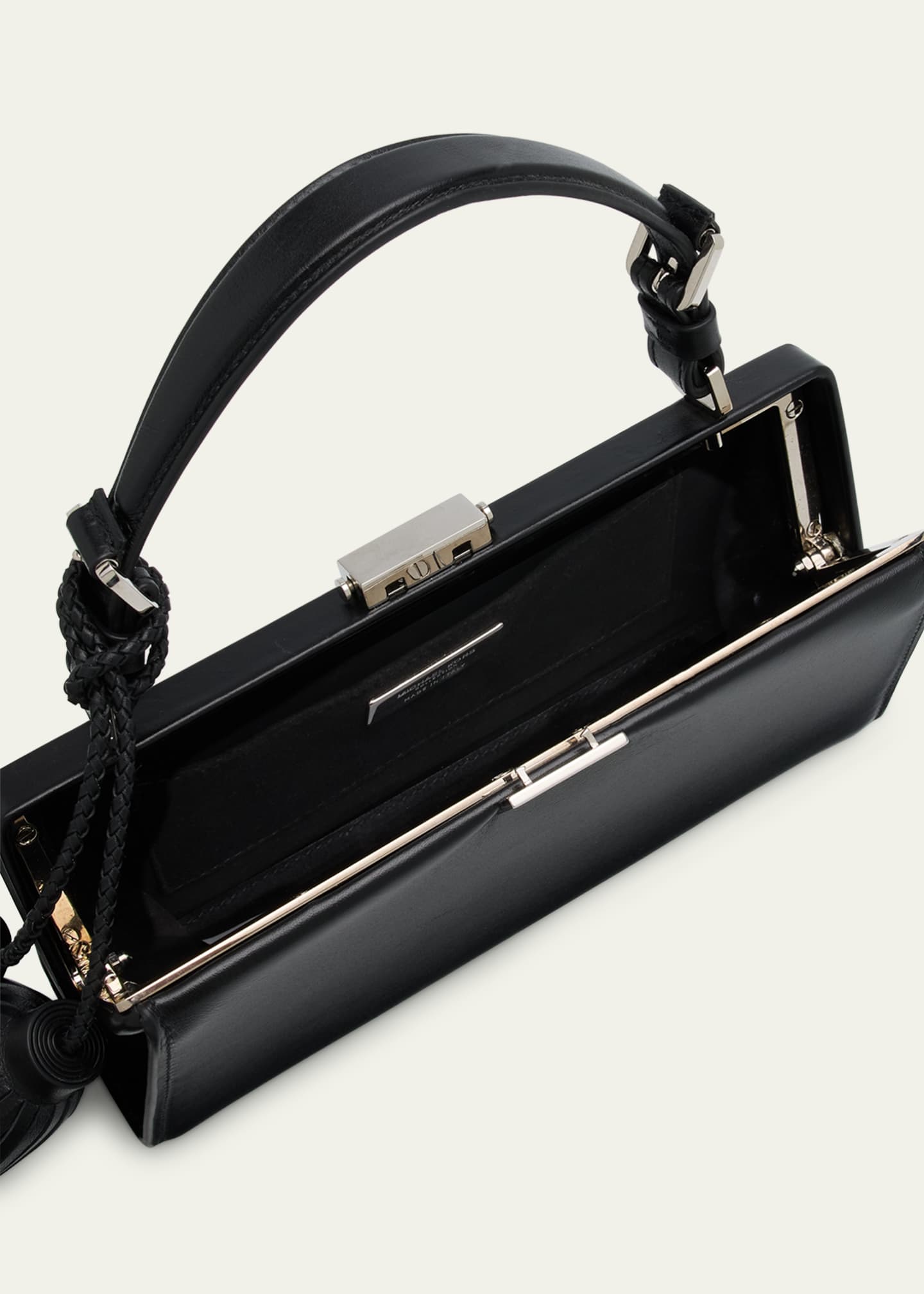 Michael Kors Gwyneth Frame Tassel Leather Top-Handle Bag Image 4 of 6