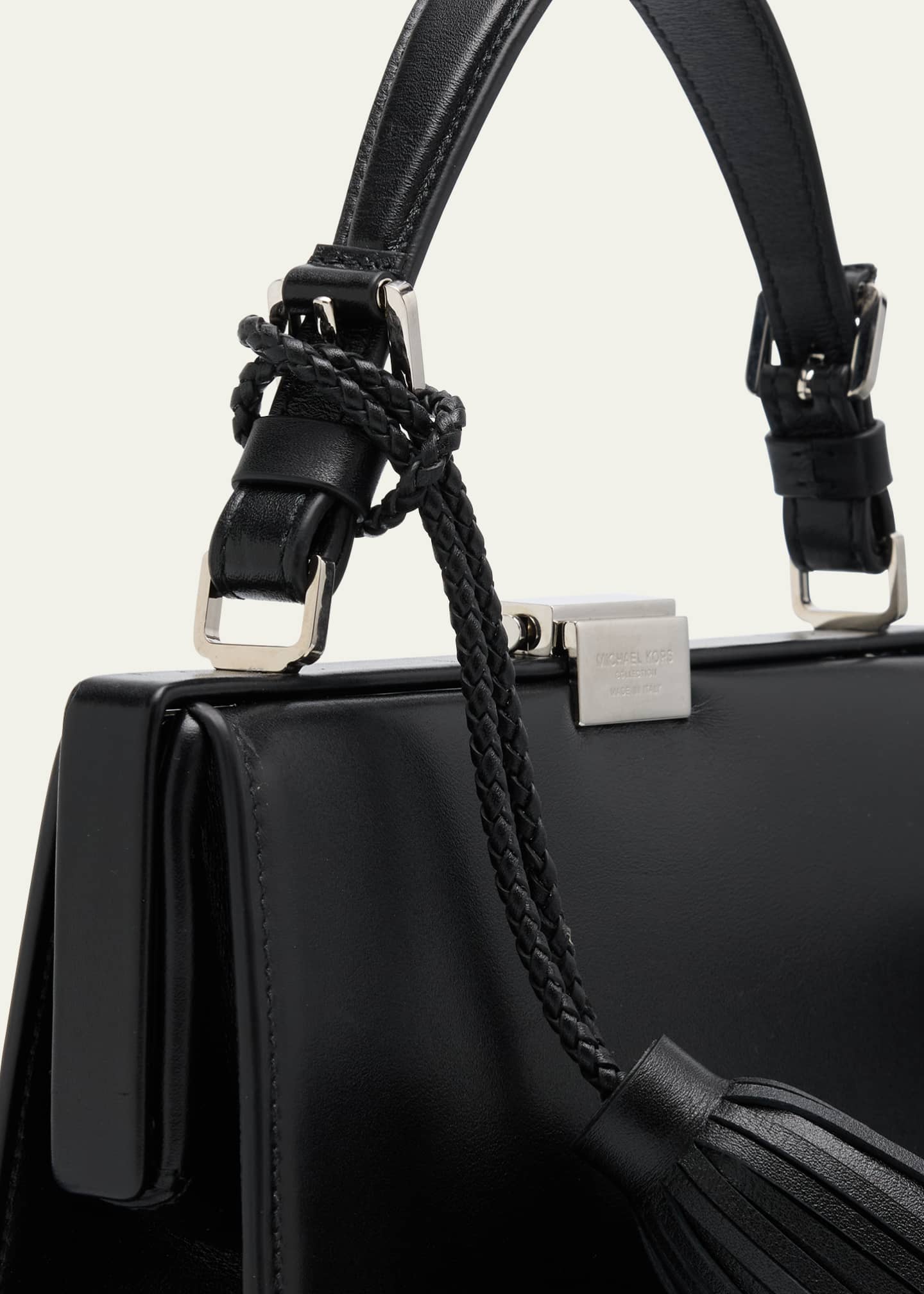 Michael Kors Gwyneth Frame Tassel Leather Top-Handle Bag Image 6 of 6