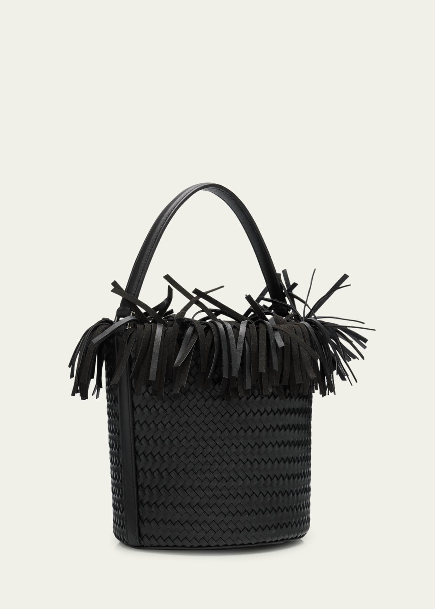 Michael Kors Salerno Fringe Woven Leather Bucket Bag Image 3 of 6