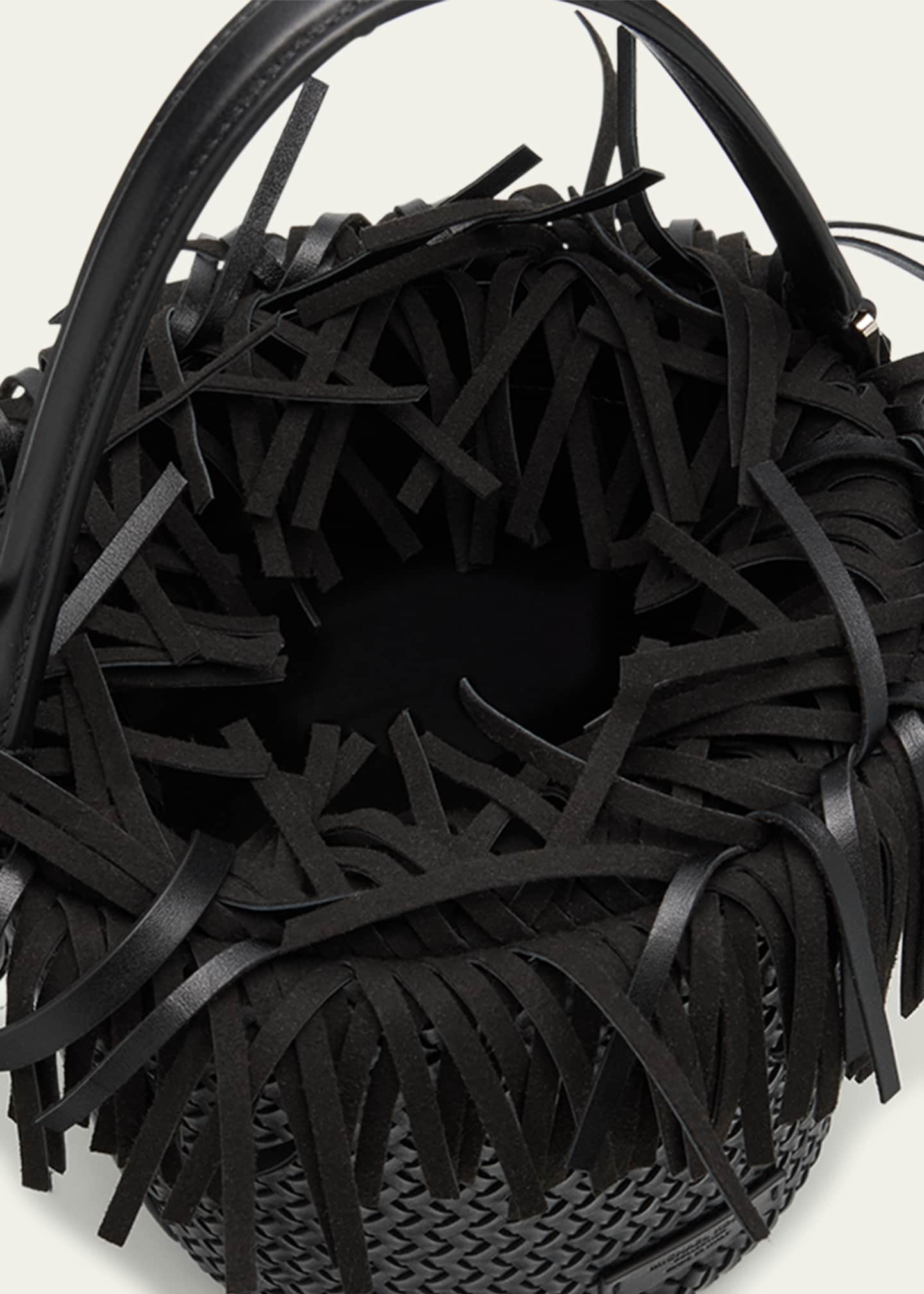 Michael Kors Salerno Fringe Woven Leather Bucket Bag Image 4 of 6