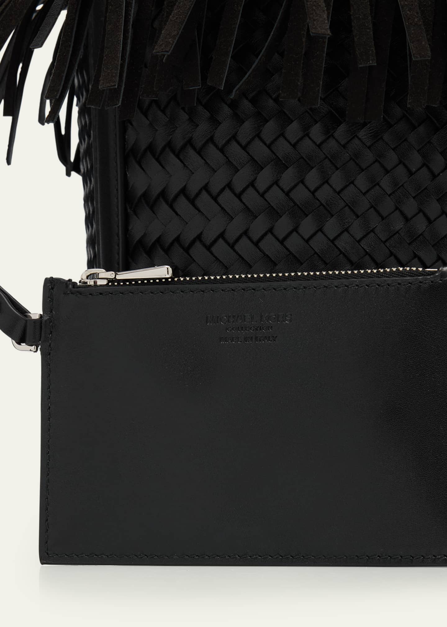 Michael Kors Salerno Fringe Woven Leather Bucket Bag Image 6 of 6