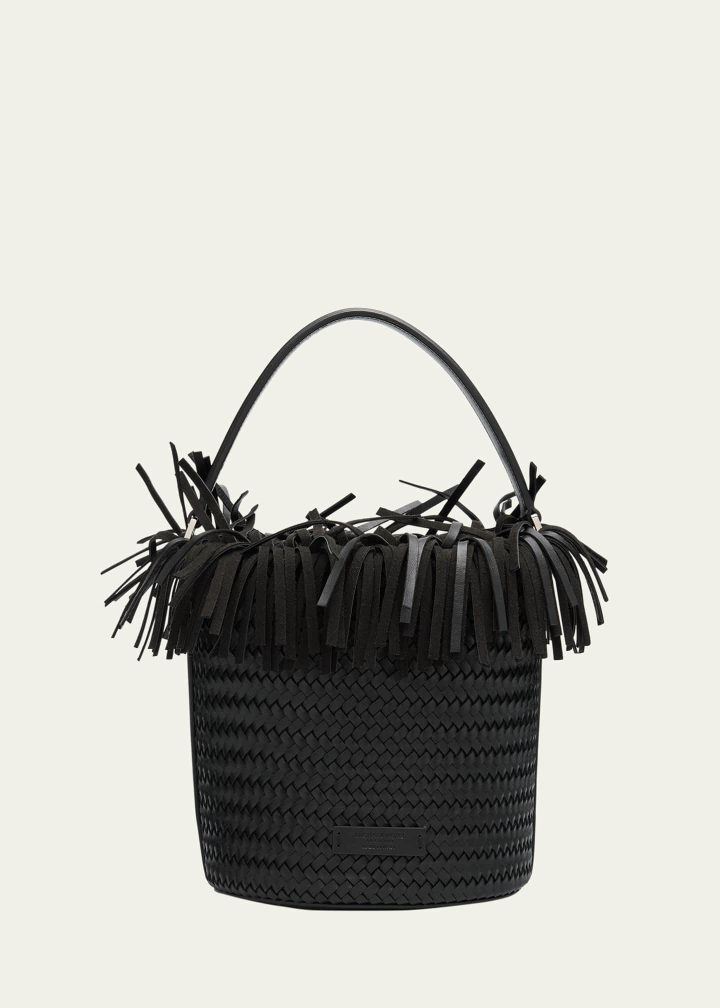Michael Kors Salerno Fringe Woven Leather Bucket Bag Image 1 of 6