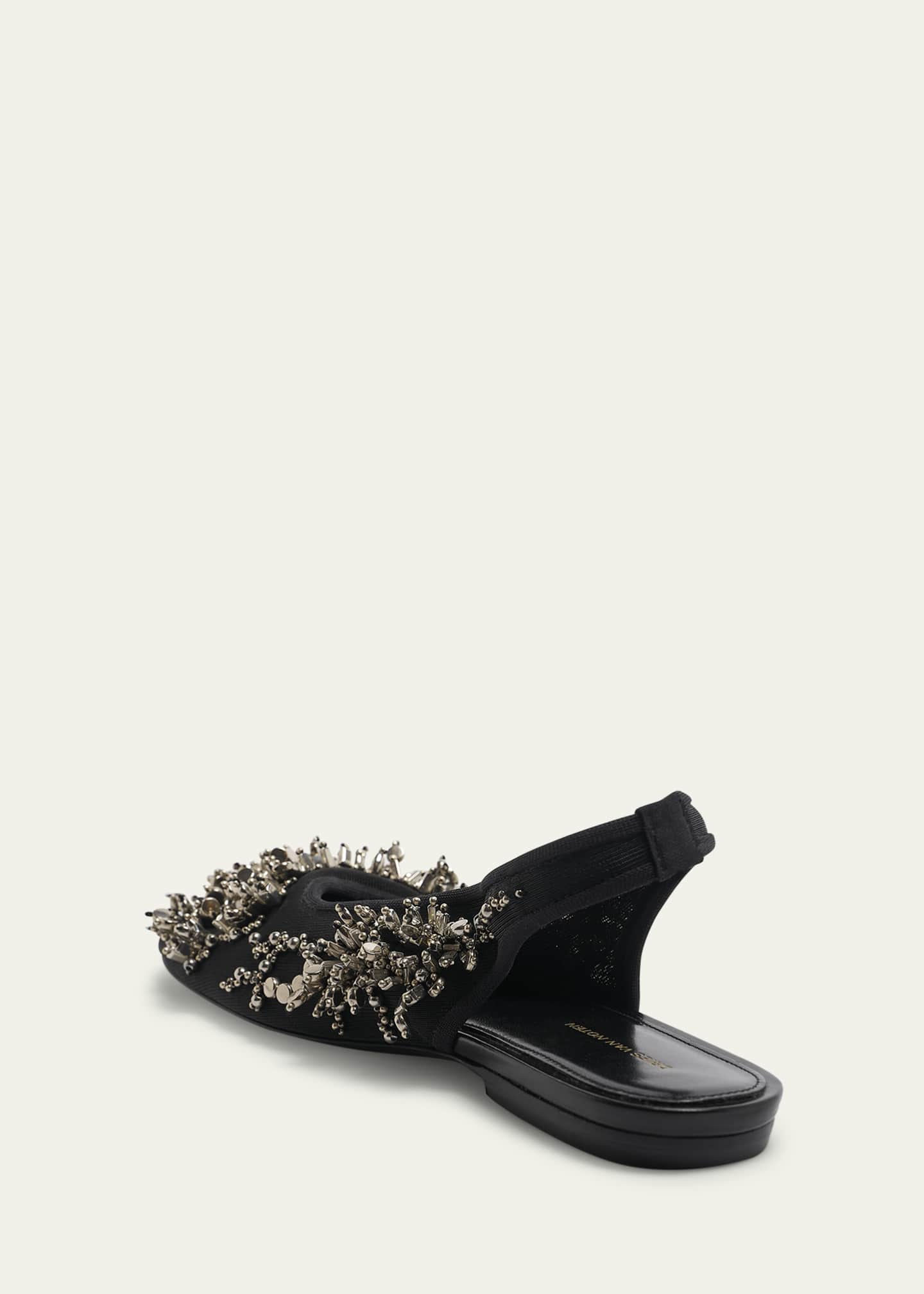 Dries Van Noten Beaded Nylon Slingback Ballerina Flats Image 2 of 4
