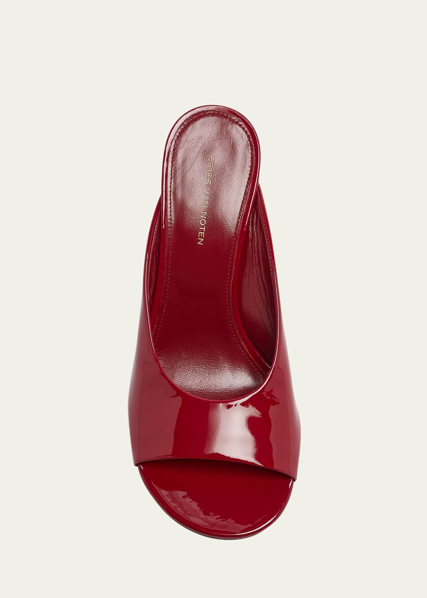 Dries Van Noten Patent Peep-Toe Wedge Mules Image 4 of 4