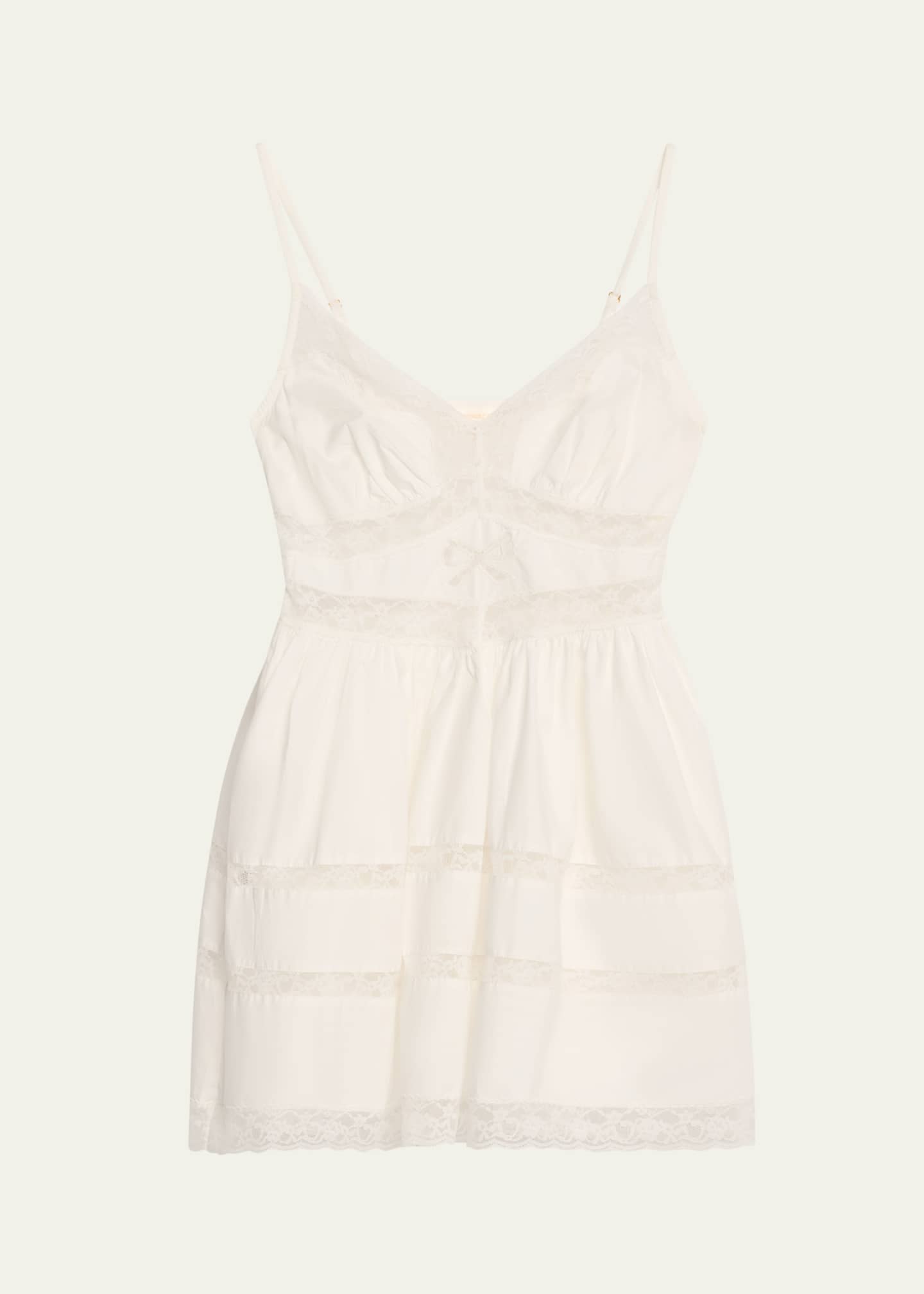 LoveShackFancy Zima Lace-Trim Mini Dress Image 1 of 5