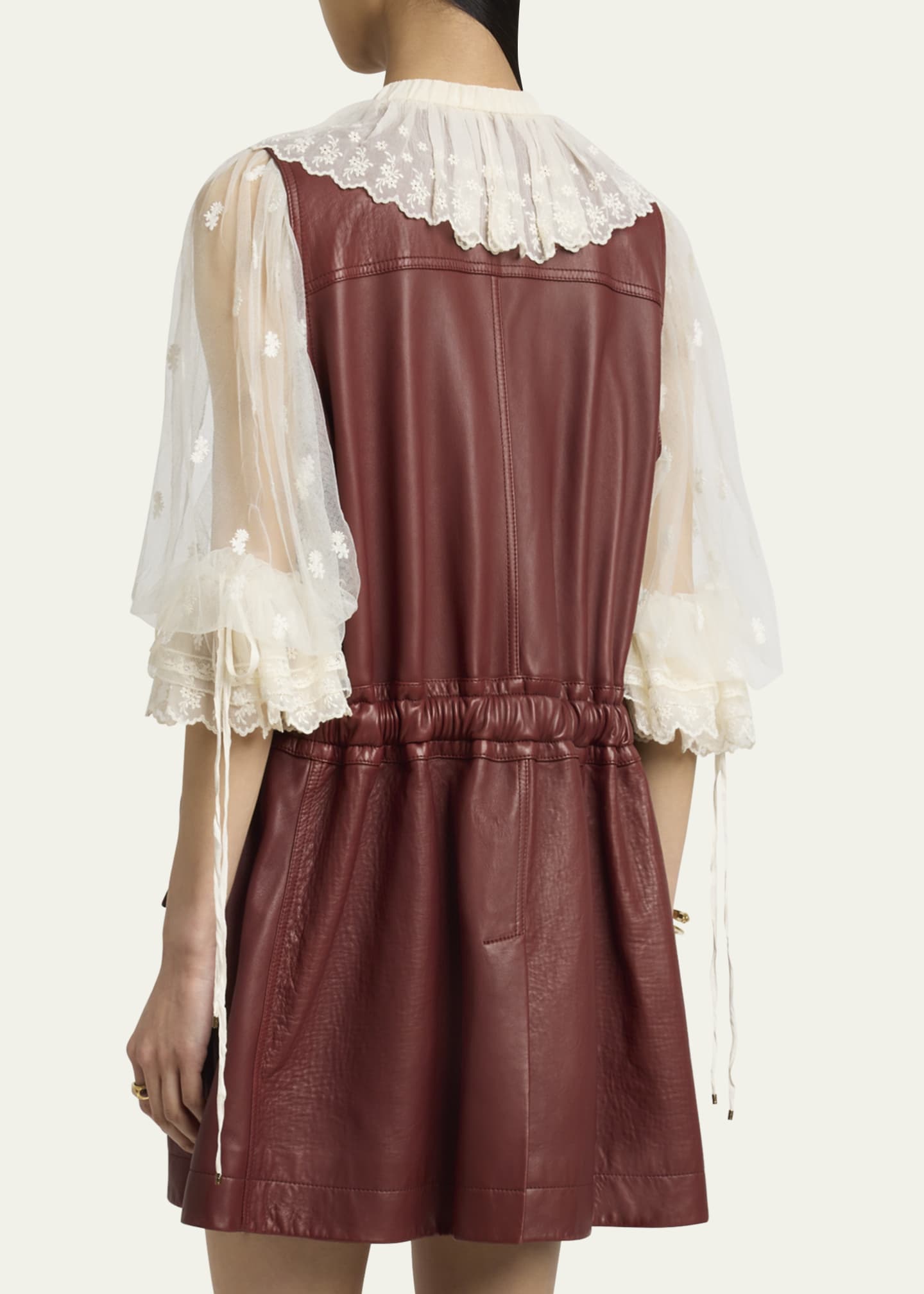 Chloe Leather Belted Utilitarian Vest Image 3 of 5