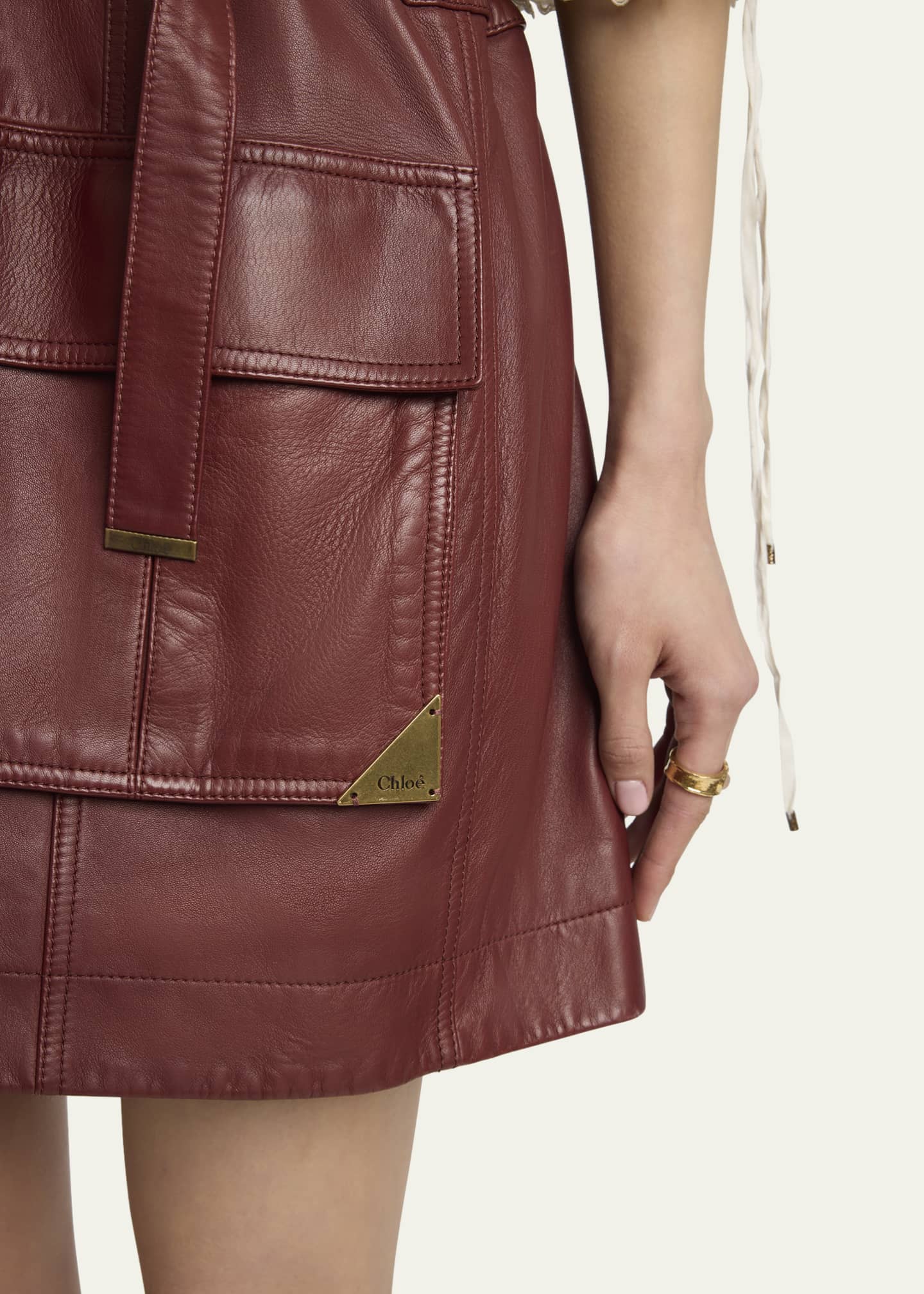 Chloe Leather Belted Utilitarian Vest Image 5 of 5