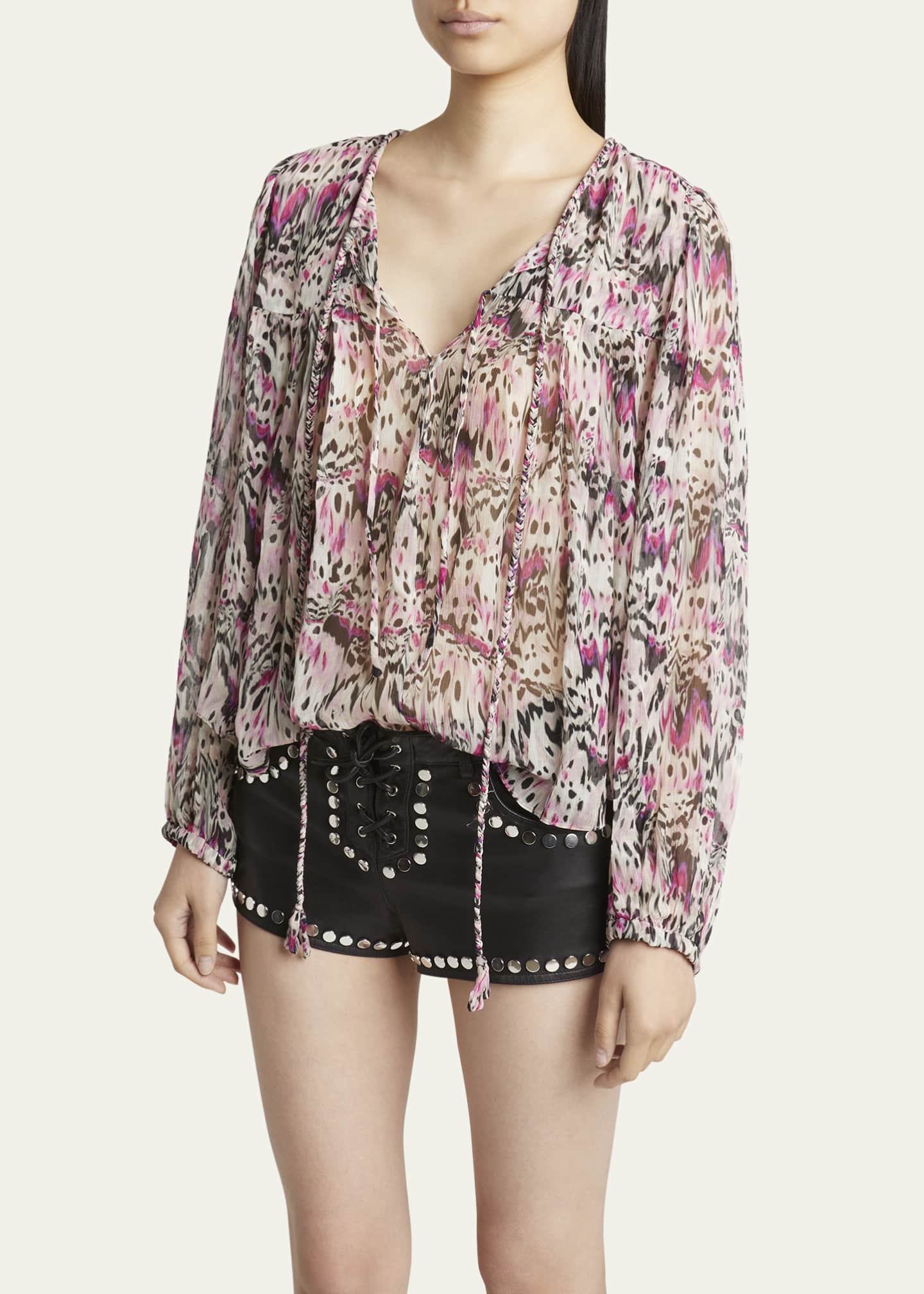 Isabel Marant Ametissa Printed Drawcord Silk Top Image 4 of 5