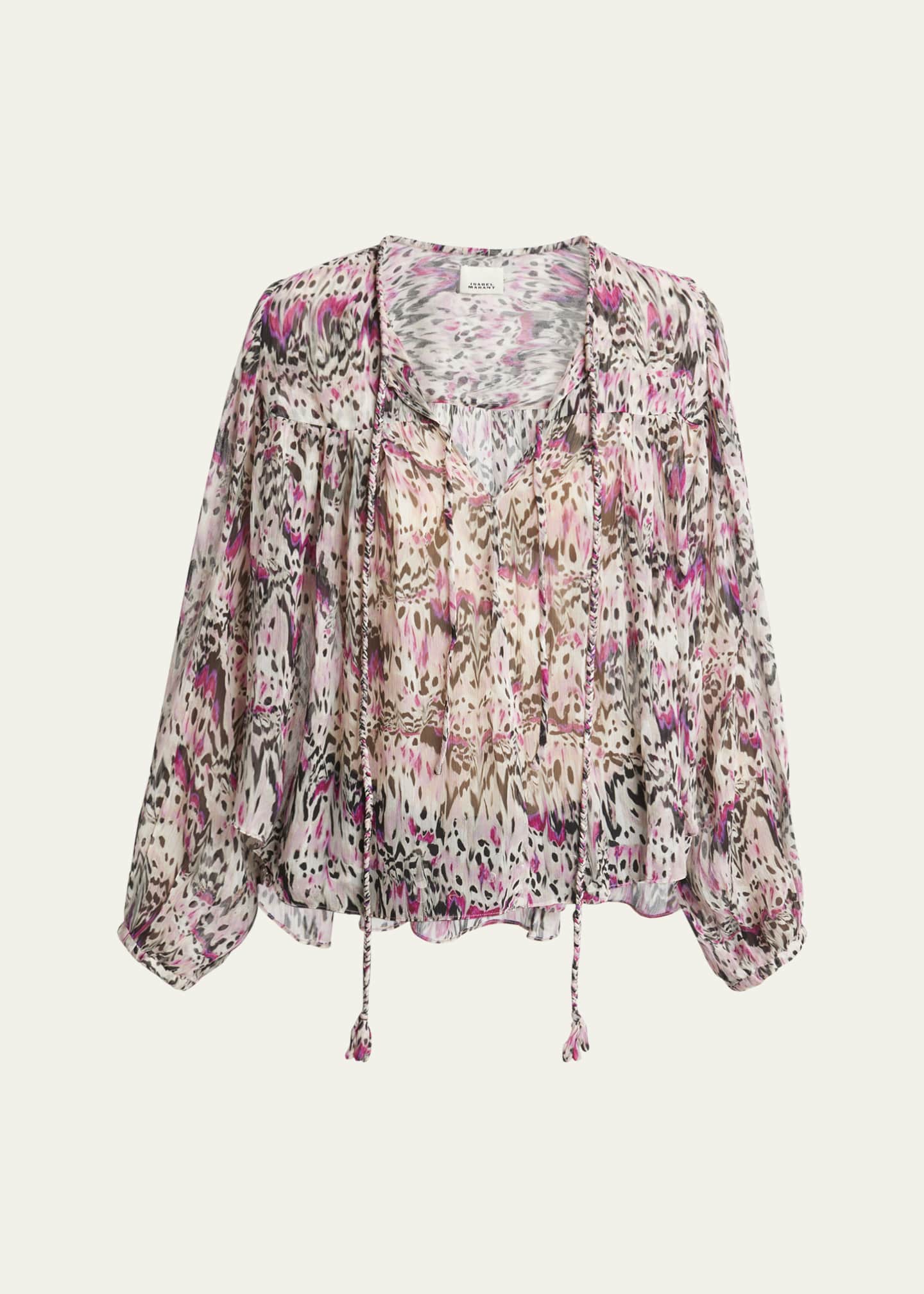 Isabel Marant Ametissa Printed Drawcord Silk Top Image 1 of 5
