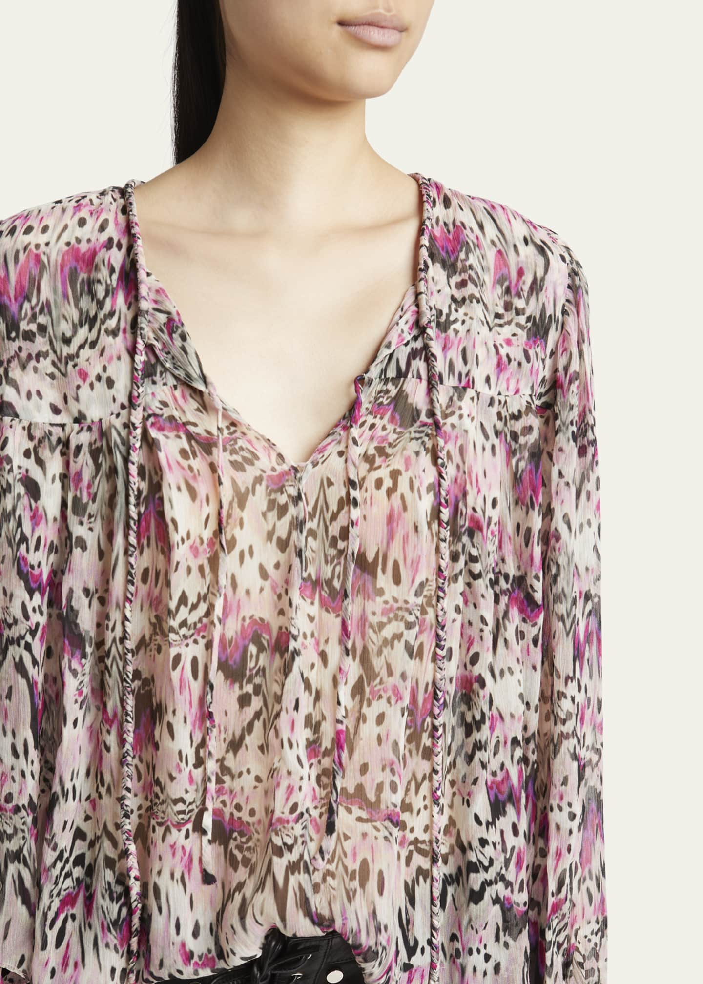 Isabel Marant Ametissa Printed Drawcord Silk Top Image 5 of 5