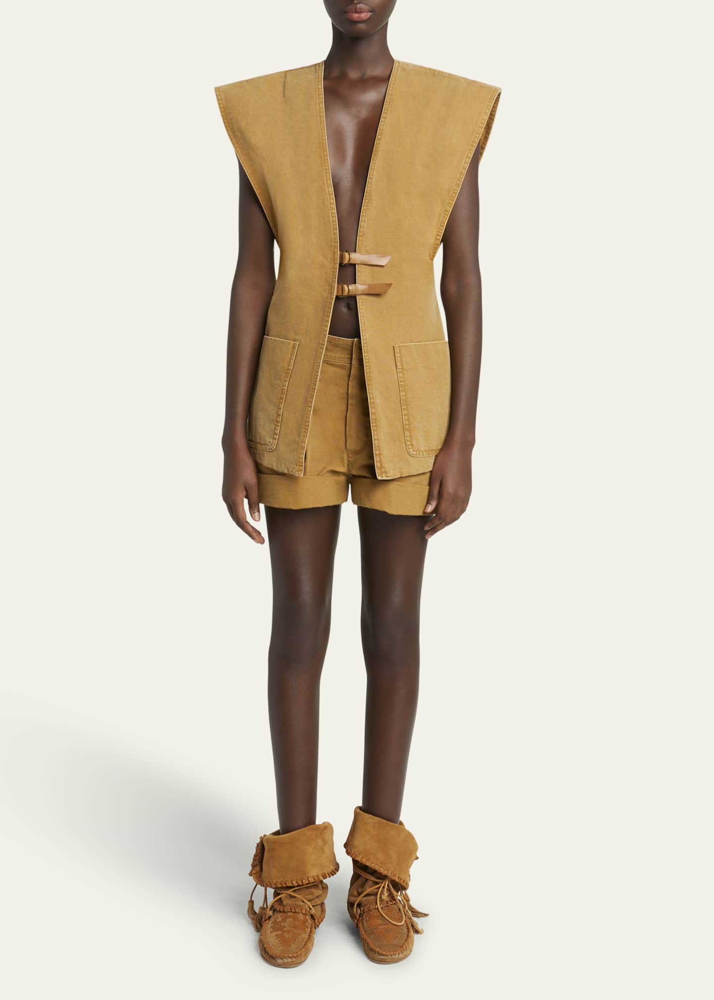 Falila Plunging Cotton Vest - Thumbnail 2