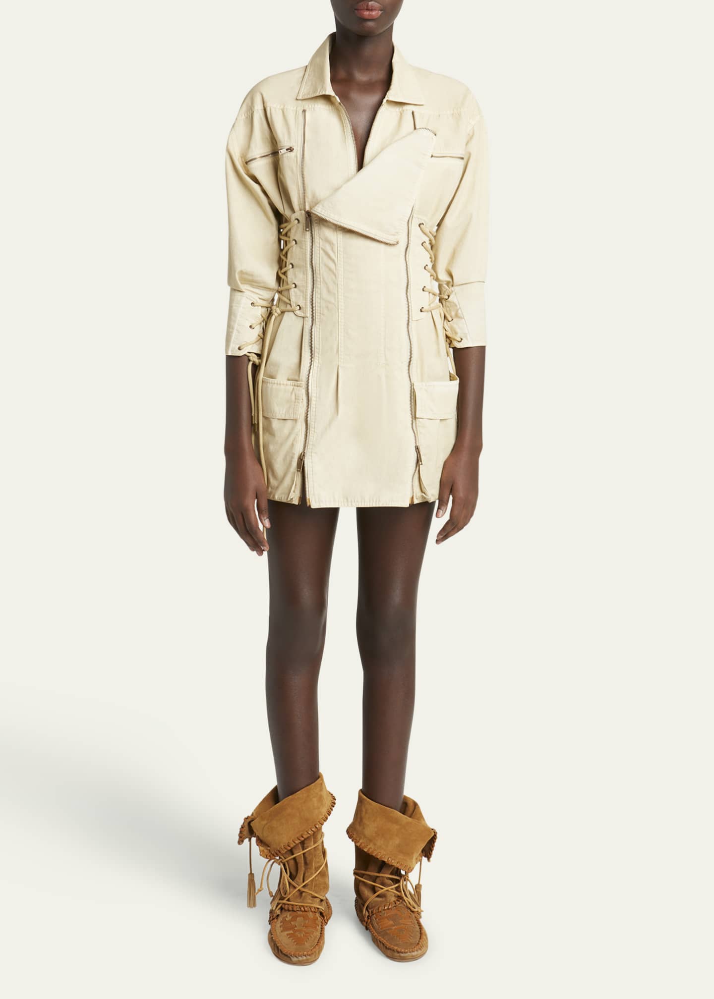 Isabel Marant Izarra Corset-Like Lace Up Mini Dress Image 2 of 5