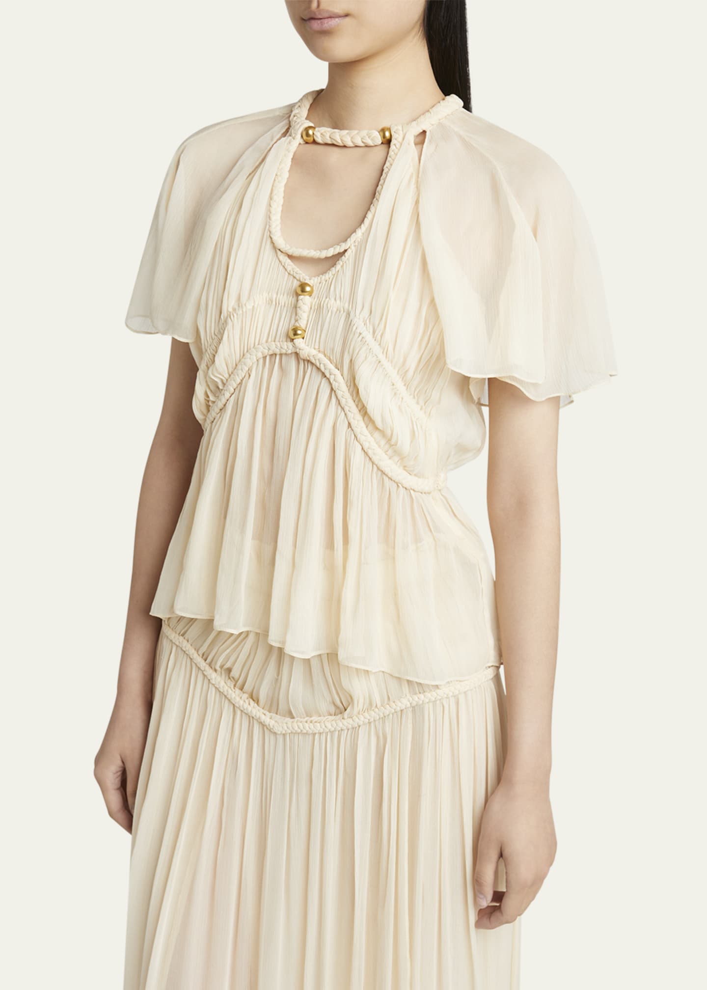 【アウトレット☆送料無料】 Isabel Top Silk Chiffon Pleated Cutout Rosaline Marant その他