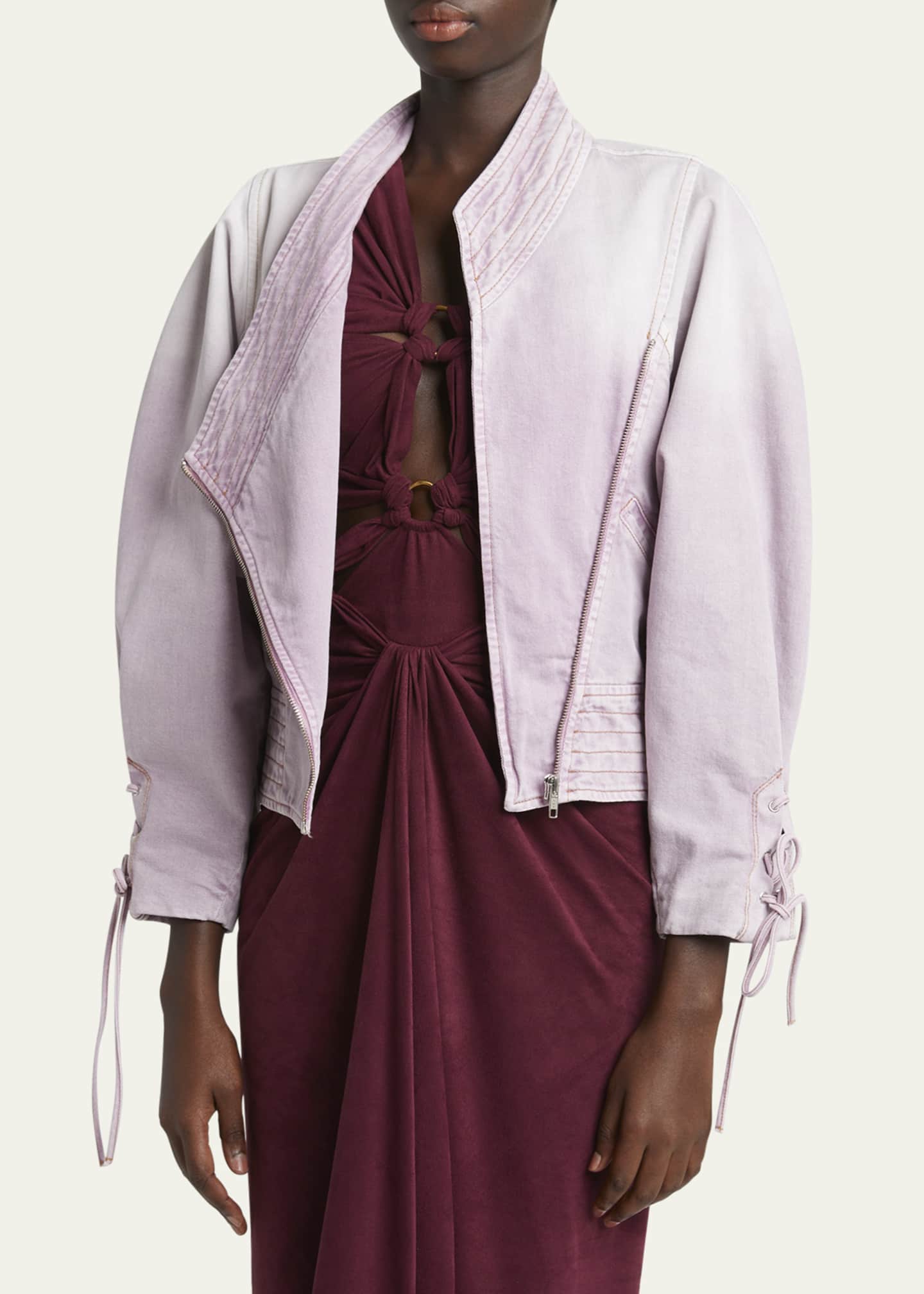 Isabel Marant Edina Asymmetric-Zip Denim Jacket Image 4 of 5