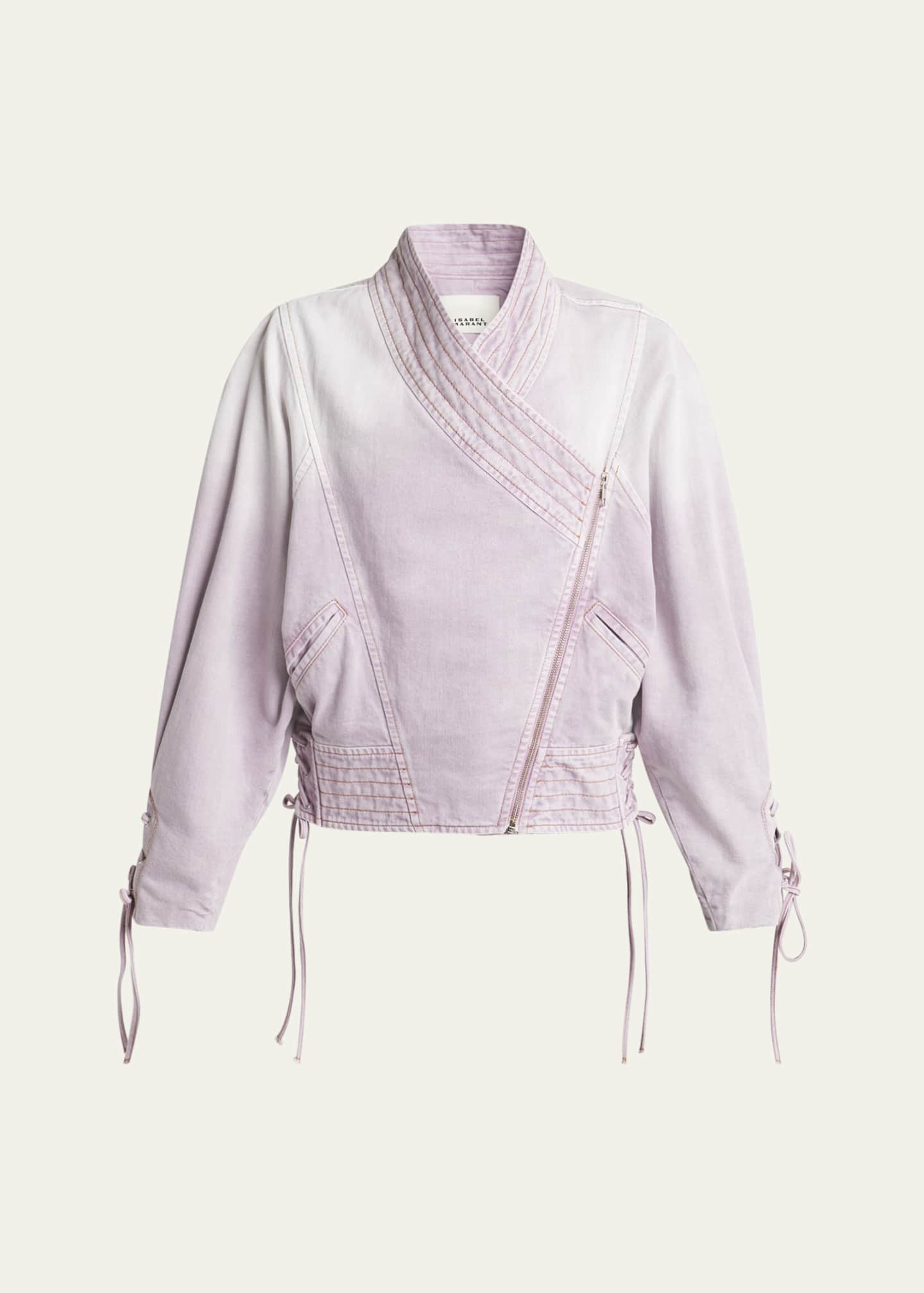 Isabel Marant Edina Asymmetric-Zip Denim Jacket Image 1 of 5