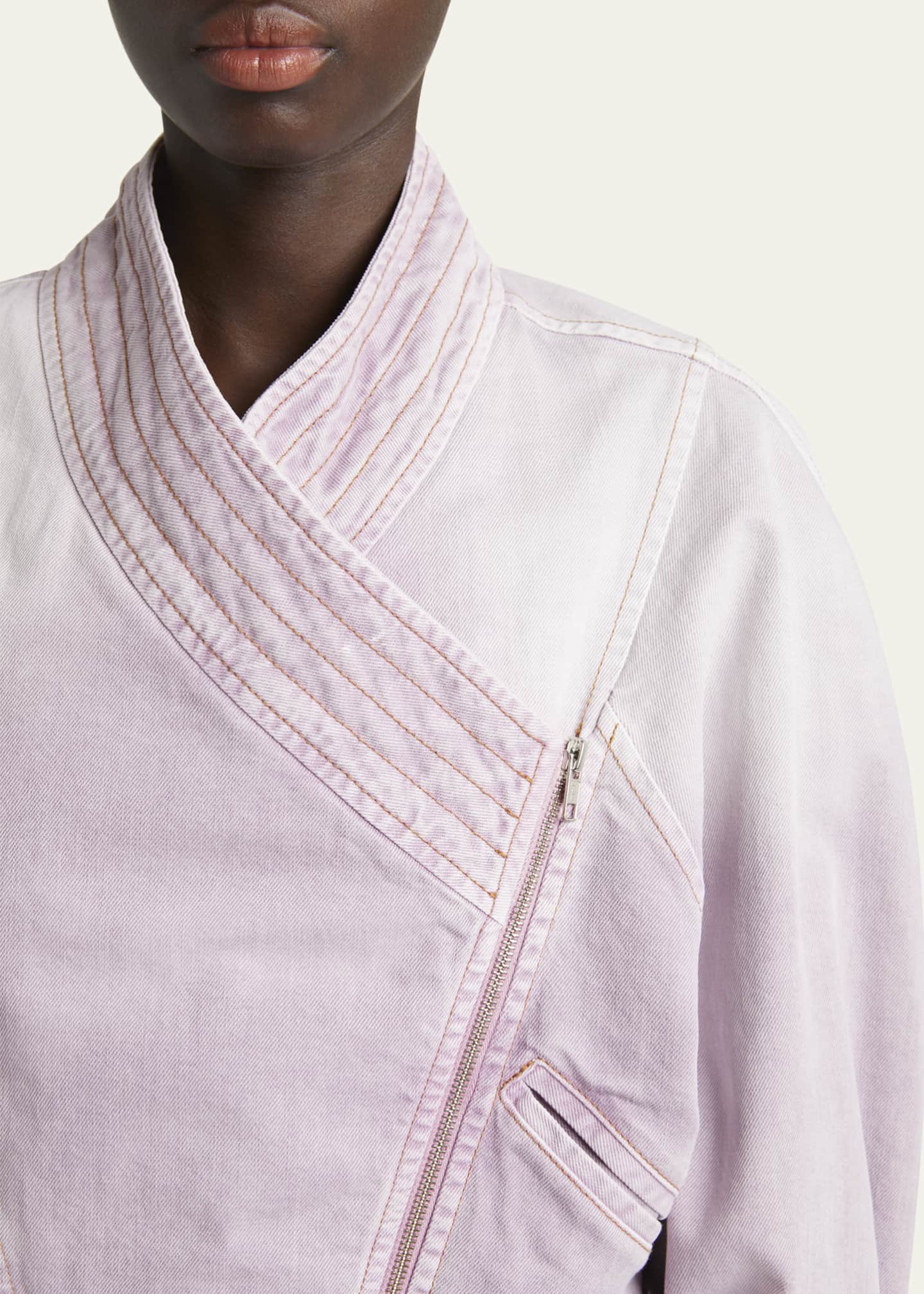 Isabel Marant Edina Asymmetric-Zip Denim Jacket Image 5 of 5