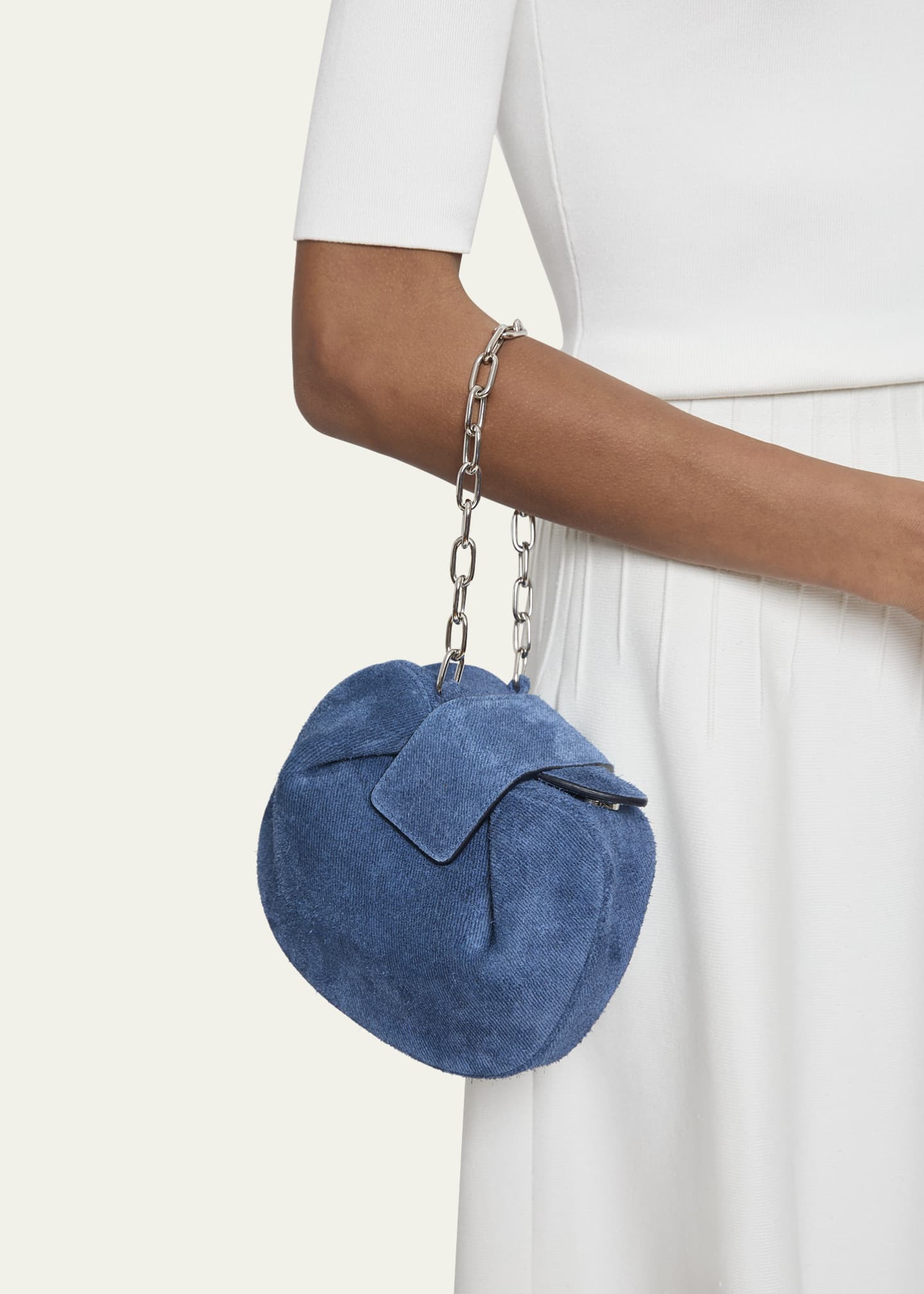 Gabriela Hearst Demi Denim Suede Top-Handle Bag Image 2 of 6