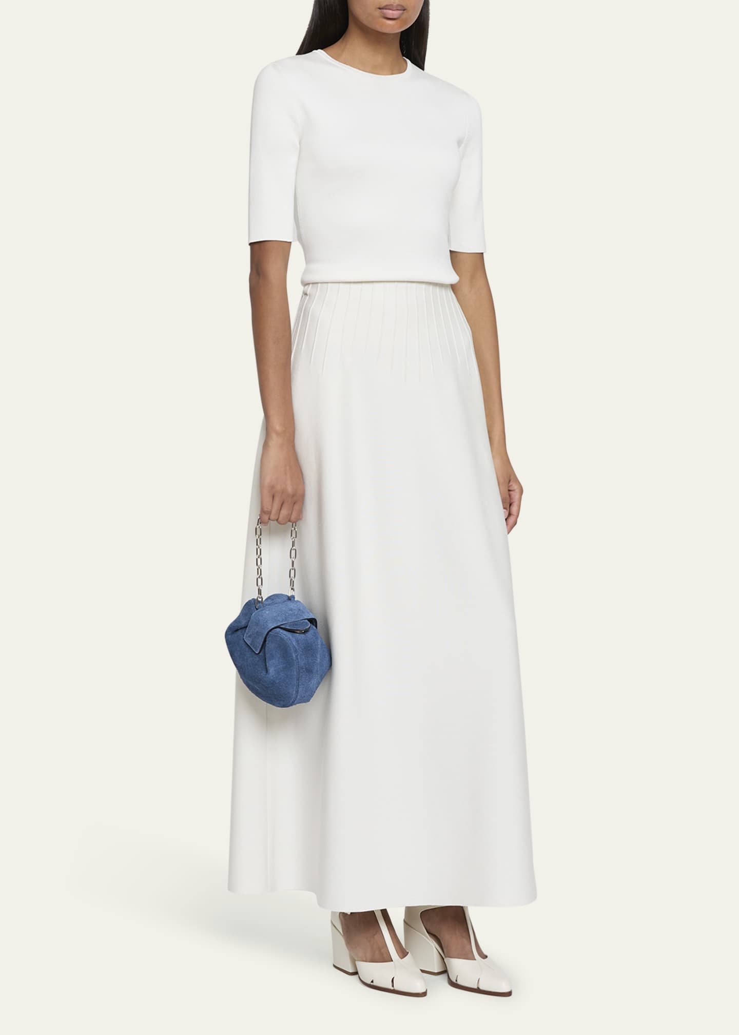 Gabriela Hearst Demi Denim Suede Top-Handle Bag Image 5 of 6