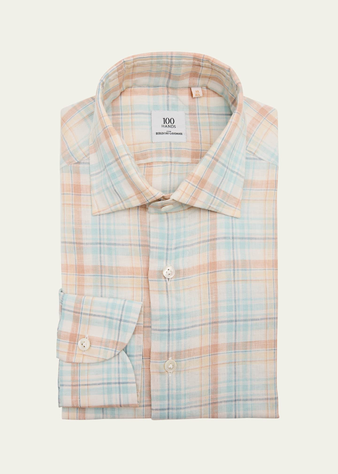 100Hands Men's Linen Vintage Check Sport Shirt Image 1 of 2