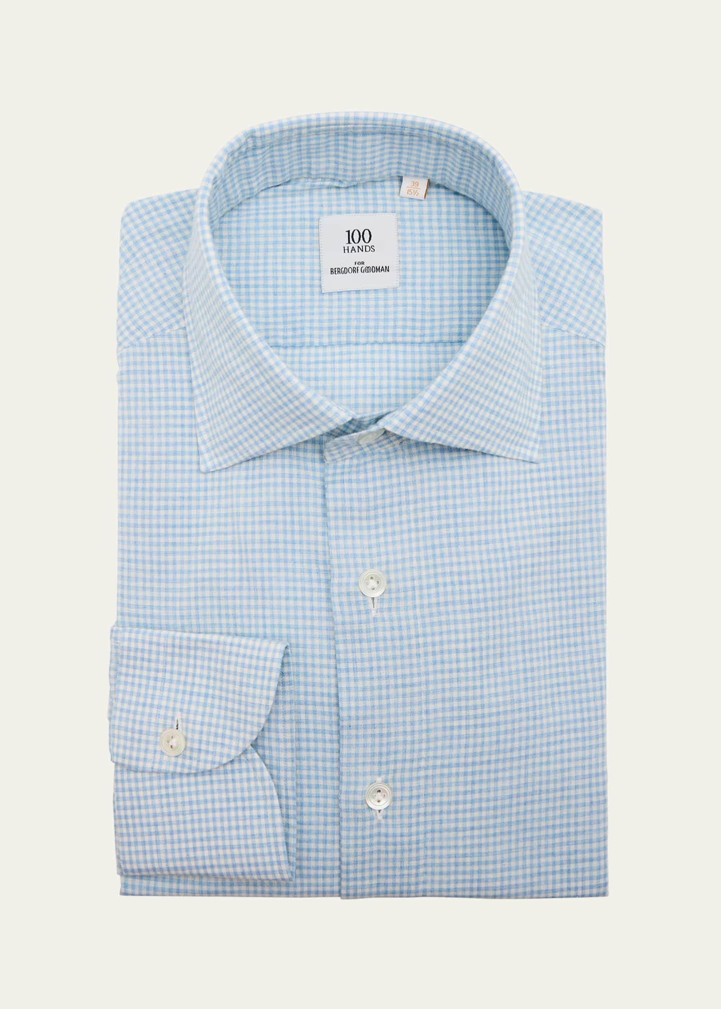 100Hands Men's Cotton Melange Micro-Check Sport Shirt Image 1 of 2