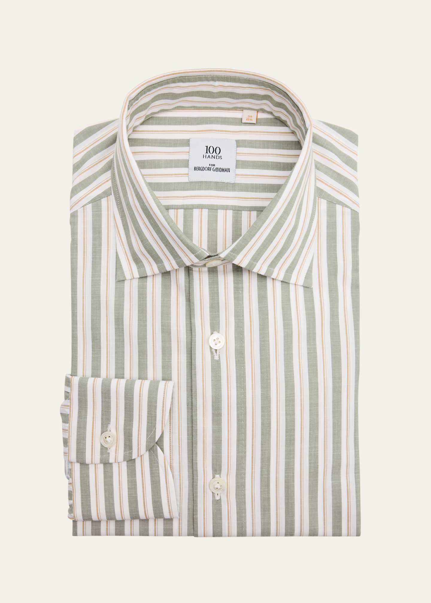 100Hands Men's Linen Stripe Spread-Collar Dress Shirt - Bergdorf Goodman