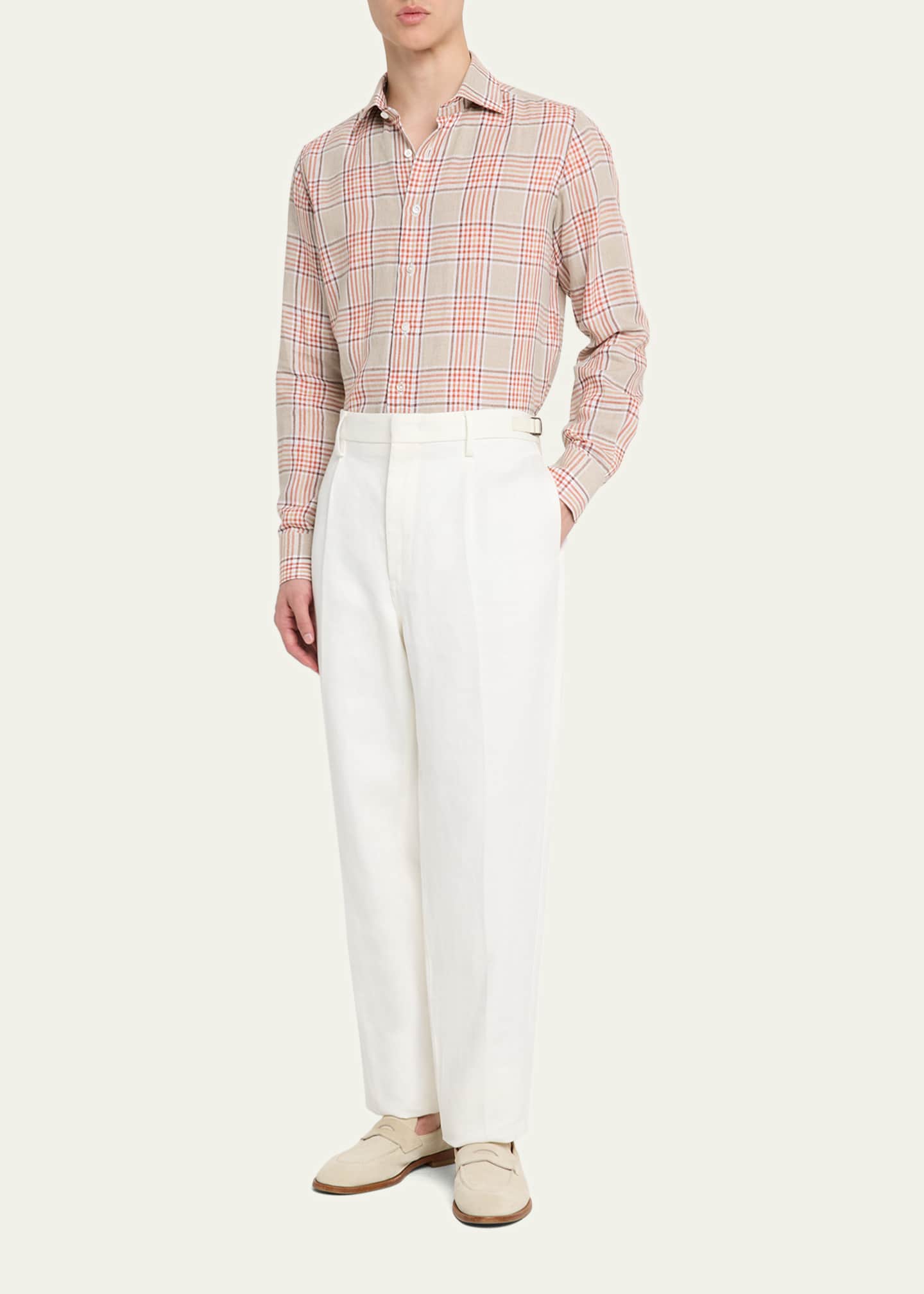 100Hands Men's Linen Check Casual Button-Down Shirt Image 2 of 5