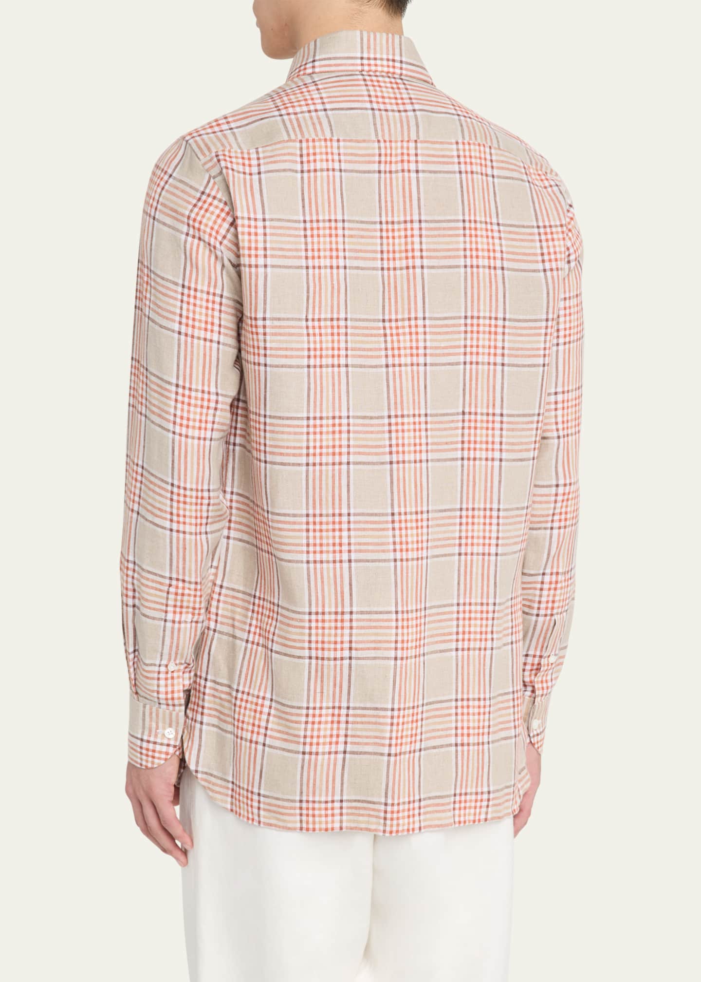 100Hands Men's Linen Check Casual Button-Down Shirt Image 3 of 5