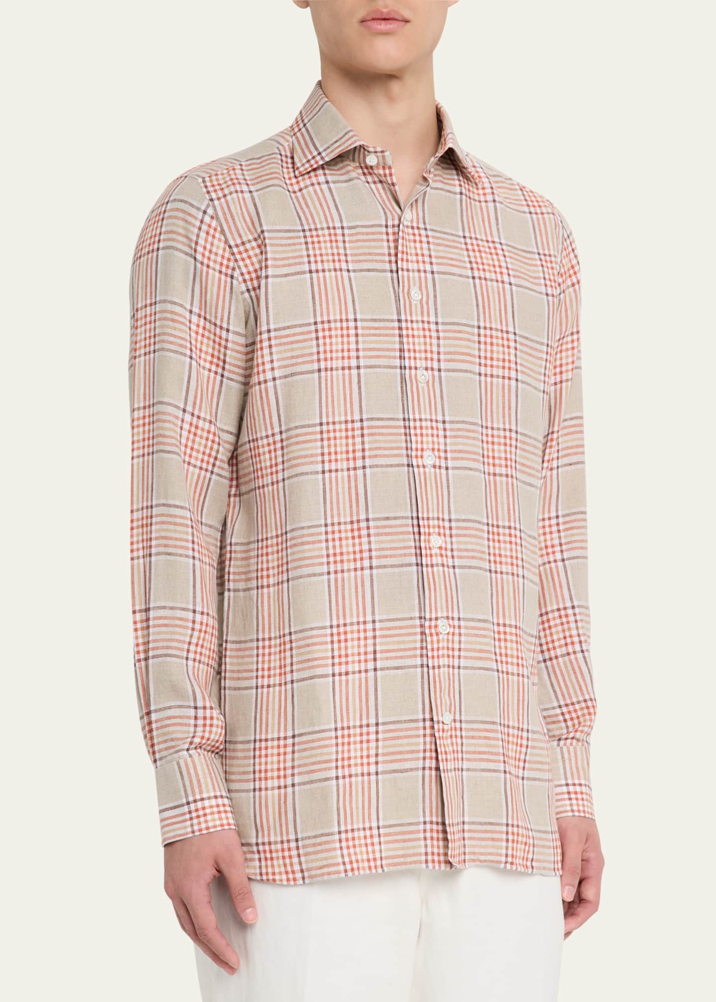 100Hands Men's Linen Check Casual Button-Down Shirt Image 4 of 5