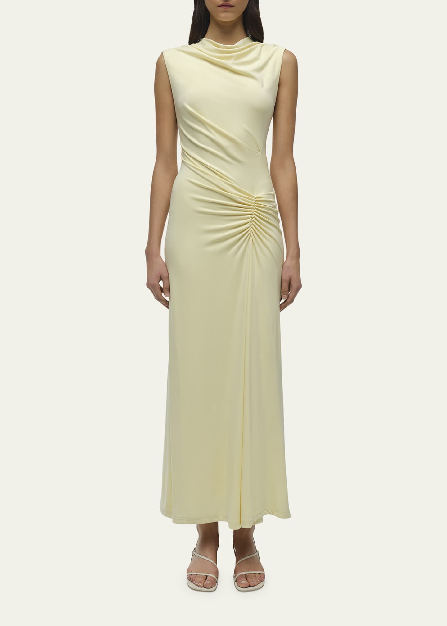 SIMKHAI Acacia Sleeveless Ruched Midi Dress Image 2 of 5
