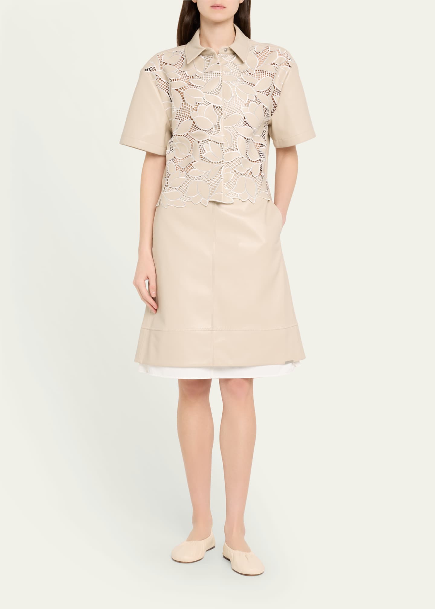 SIMKHAI Aubria Layered Faux Leather Skirt Image 2 of 5