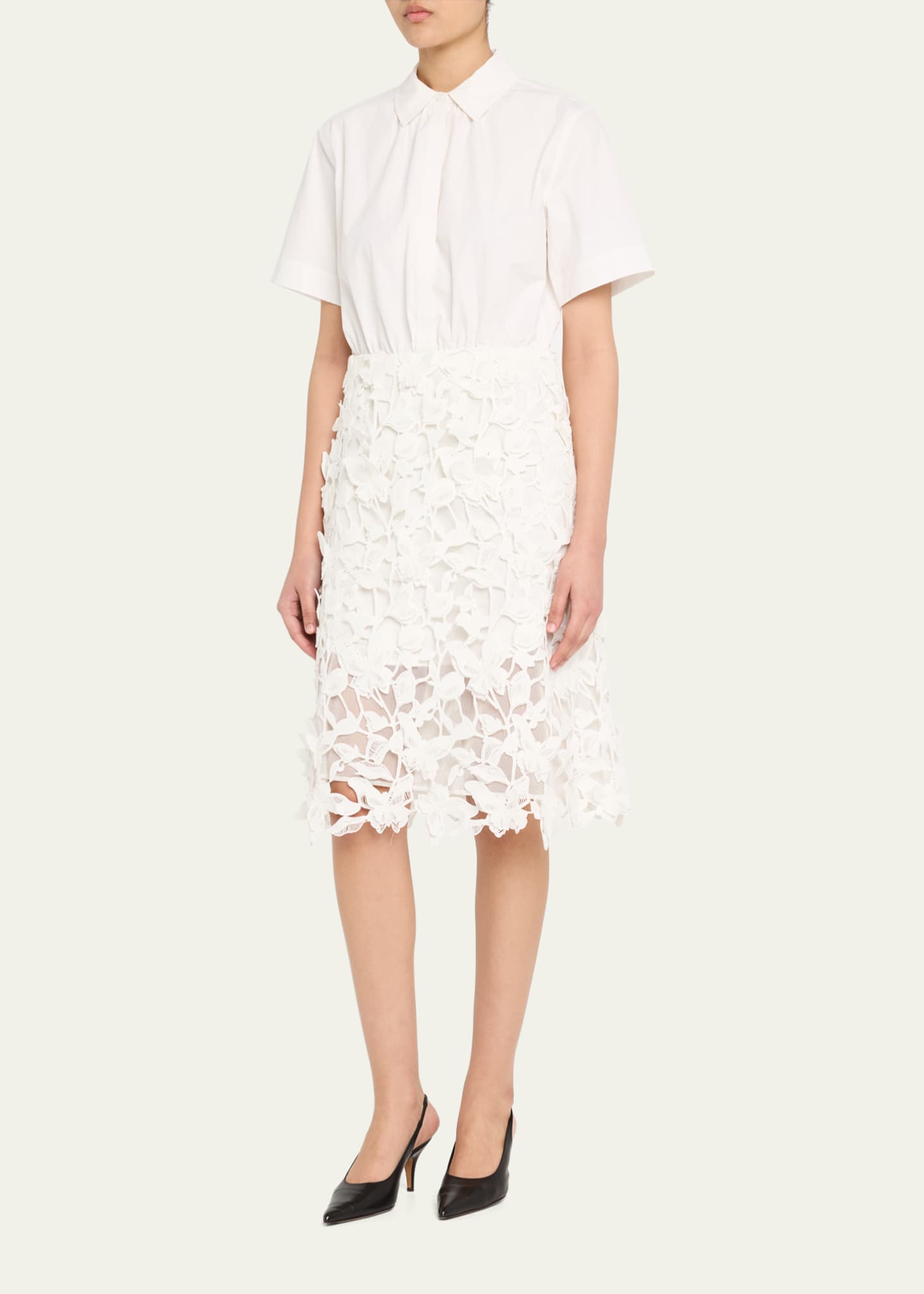 SIMKHAI Colette Short-Sleeve Combo Dress Image 4 of 5