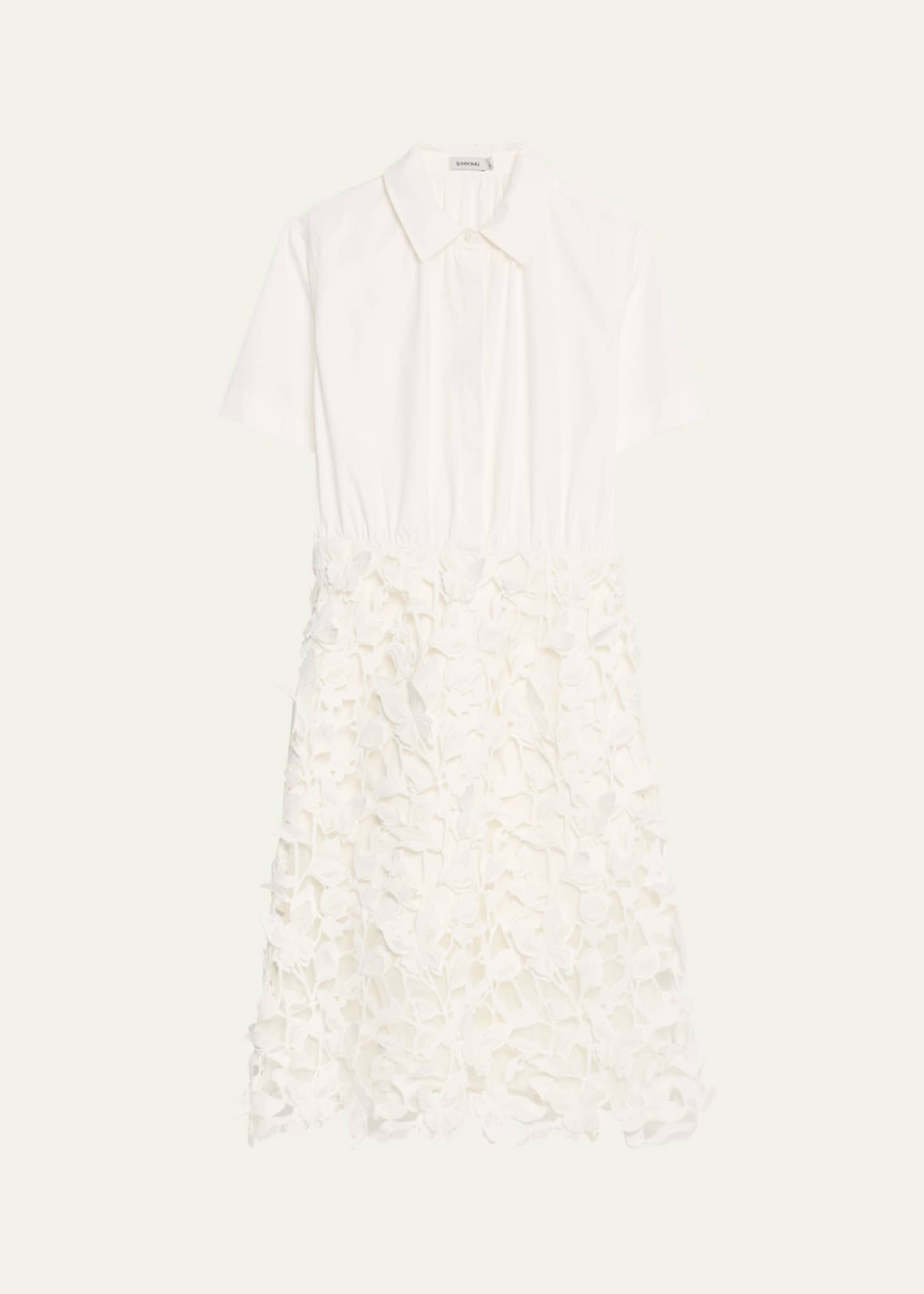 SIMKHAI Colette Short-Sleeve Combo Dress Image 1 of 5