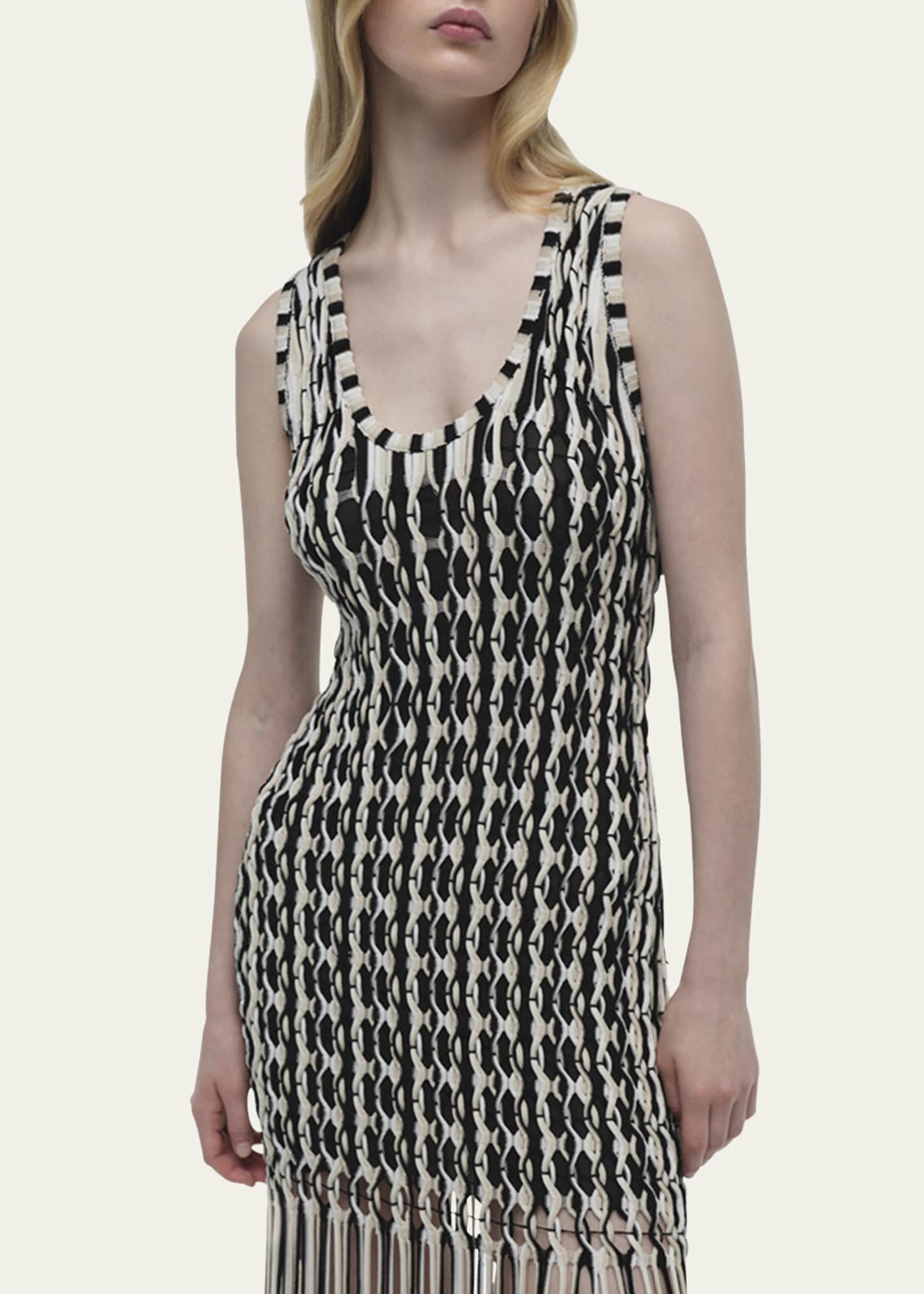 SIMKHAI Sonia Woven Fringe Tank Dress Image 4 of 4