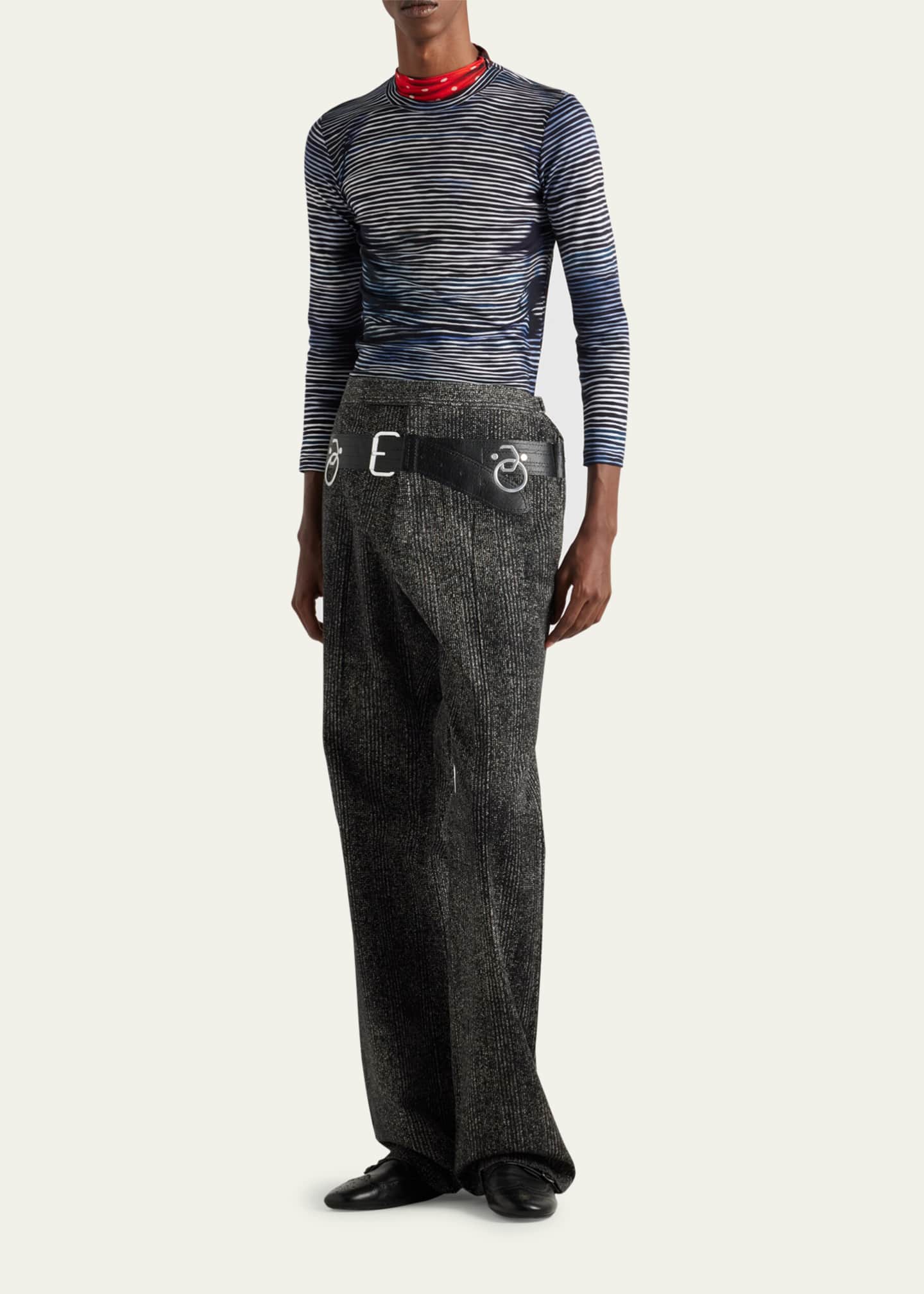 Prada Men's Contrast Turtleneck Top Image 2 of 3