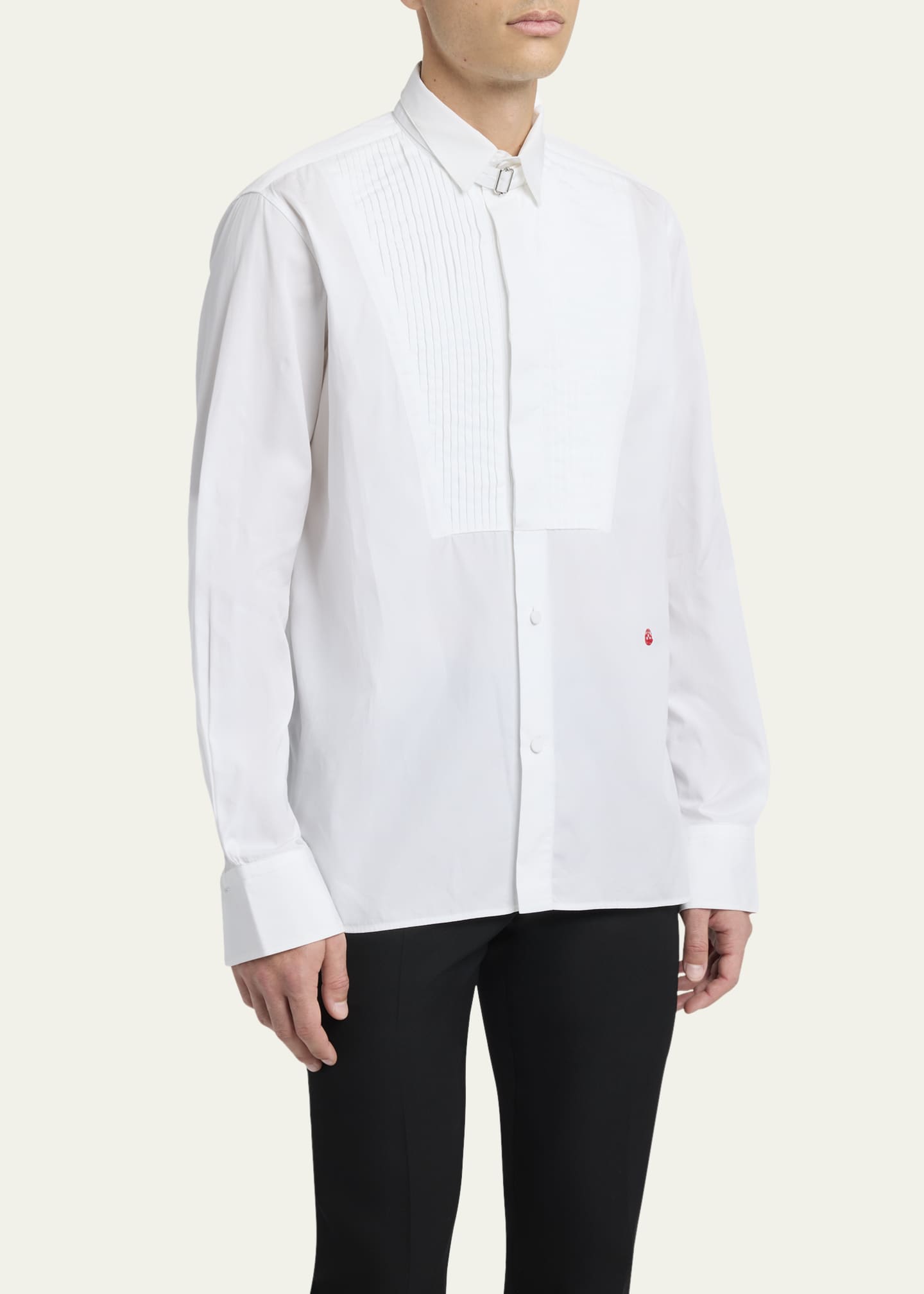 McQueen Men's Poplin Tuxedo Shirt with Wing Collar Image 4 of 5