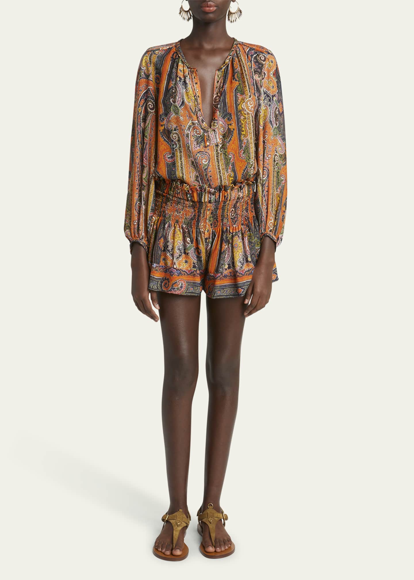 Isabel Marant May Paisley Studded Silk Top Image 2 of 5