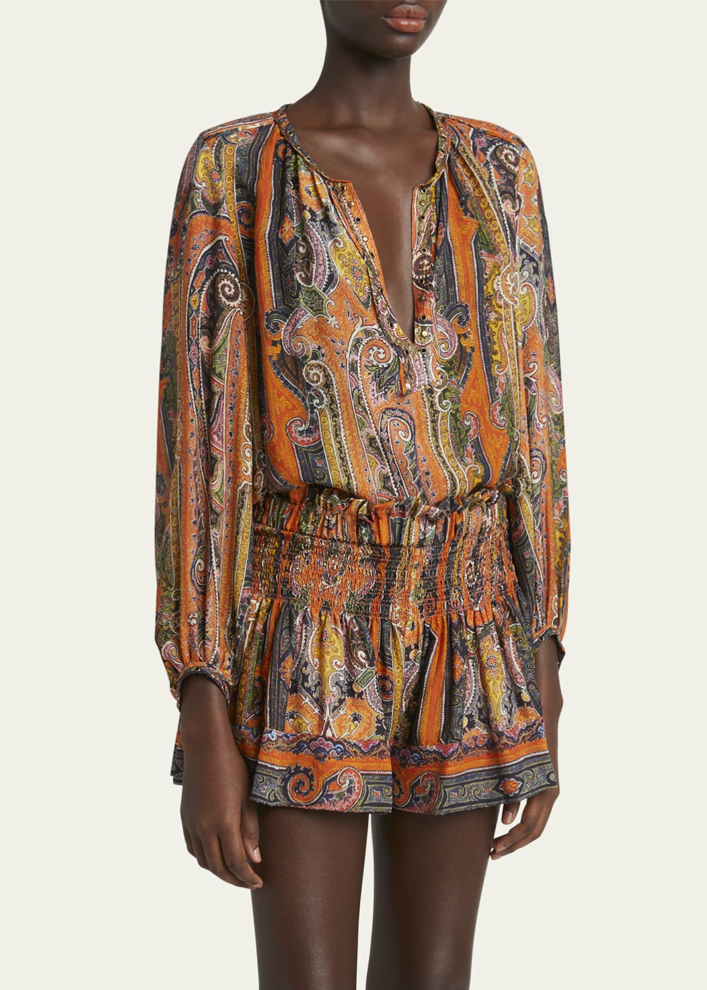 Isabel Marant May Paisley Studded Silk Top Image 4 of 5