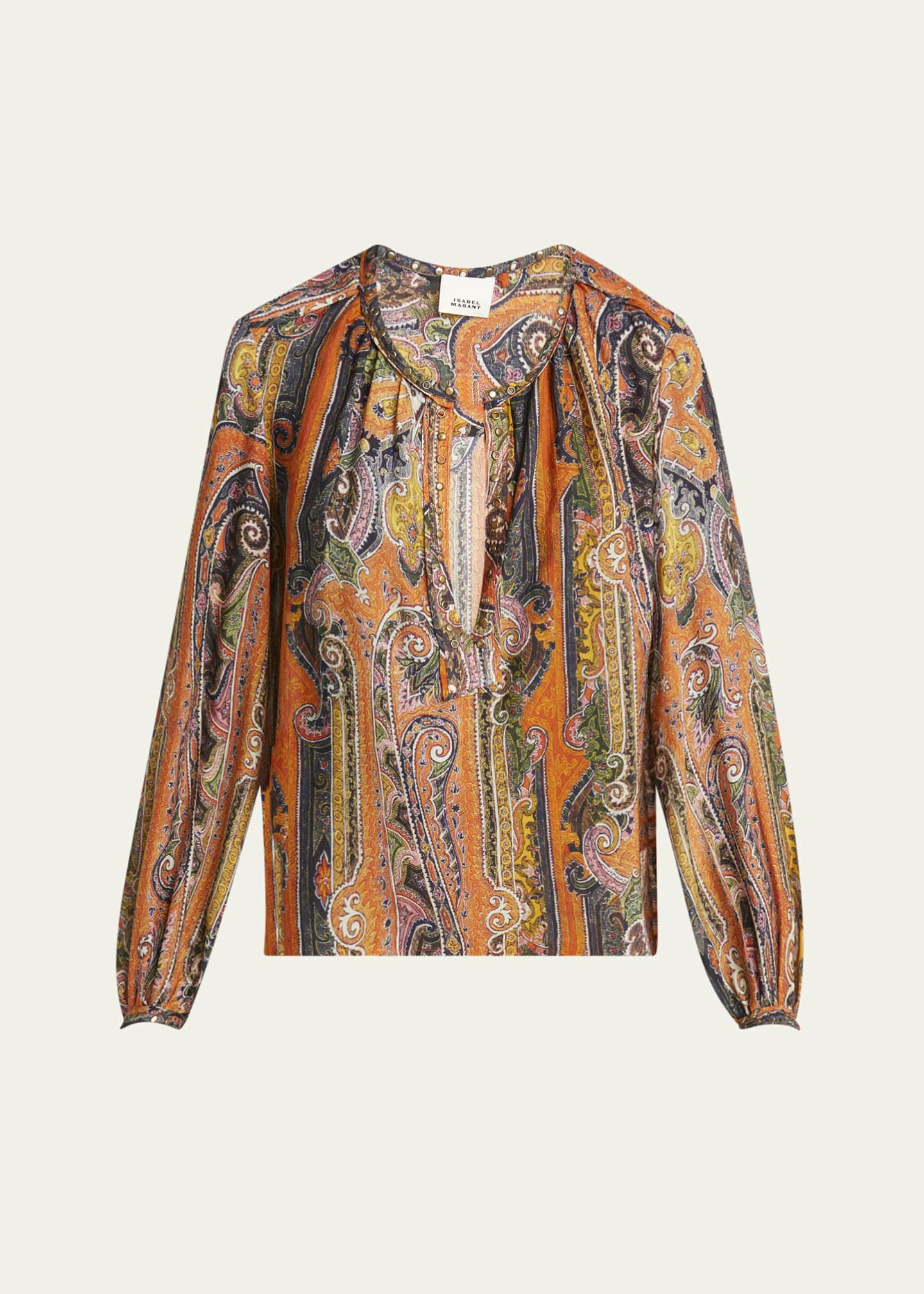 Isabel Marant May Paisley Studded Silk Top Image 1 of 5